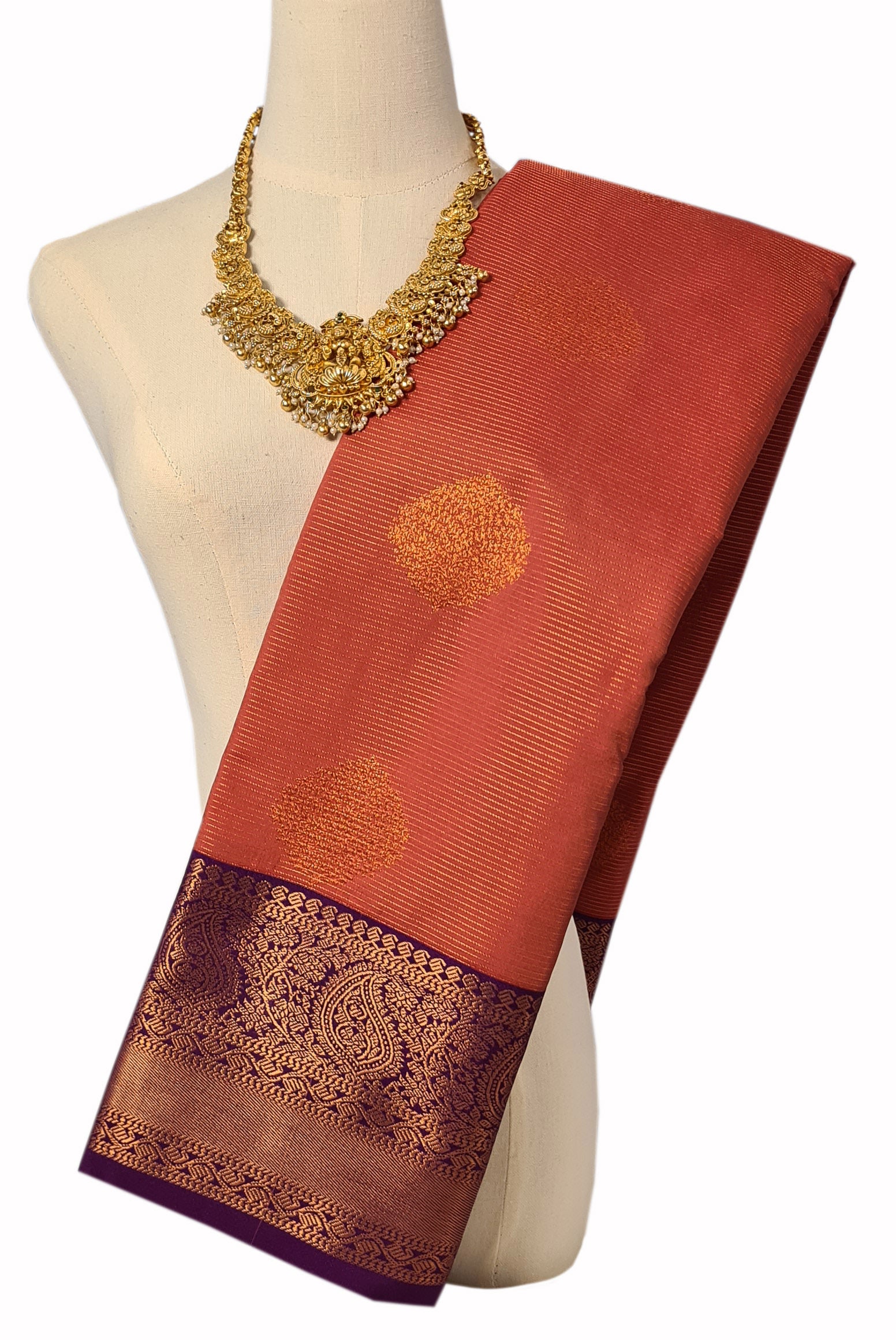 Kanchi Vegan Silk Saree With Contrast Blouse and Rich Jari Pallu