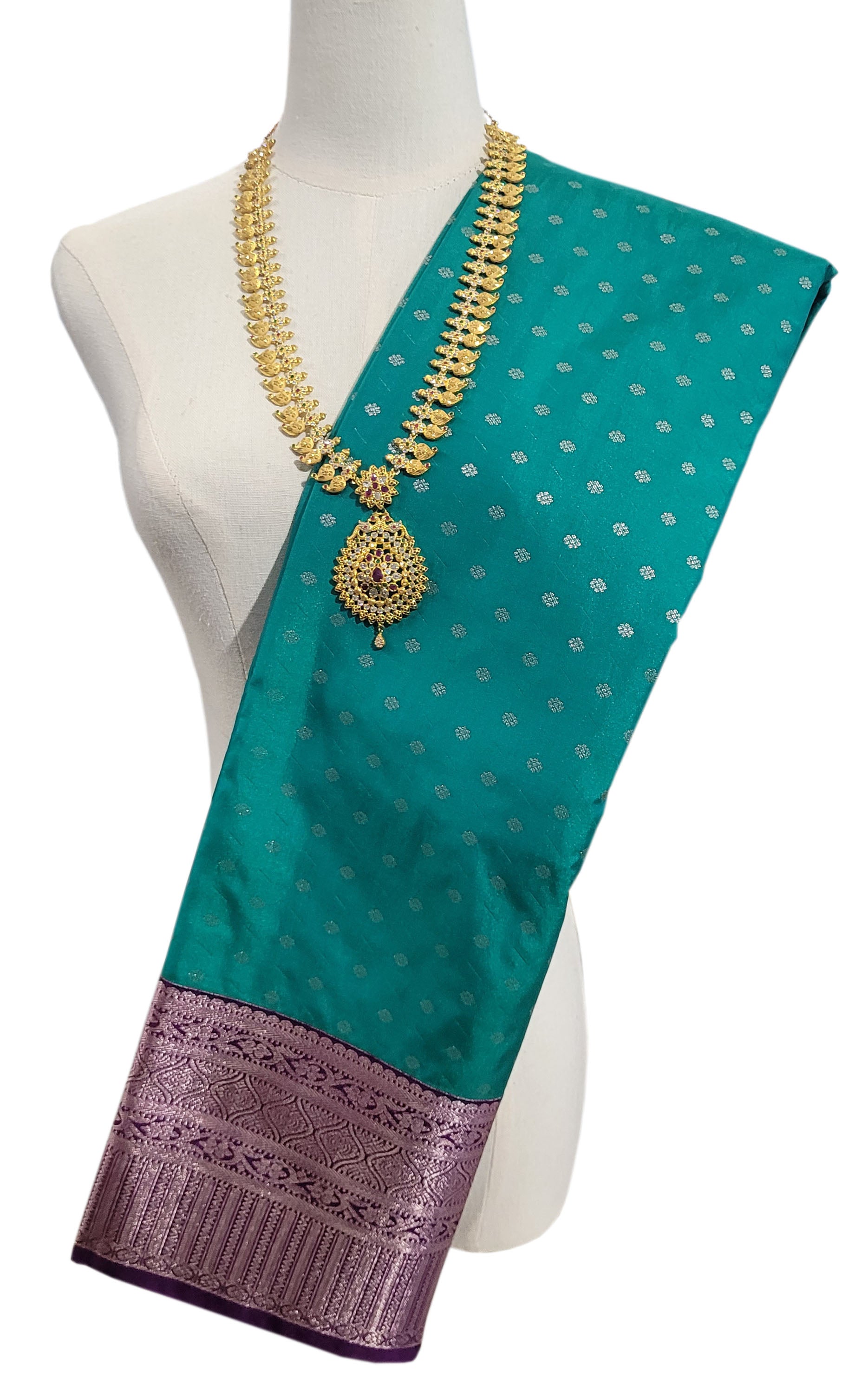 Kanchi Vegan Silk Saree With Contrast Blouse and Rich Jari Pallu