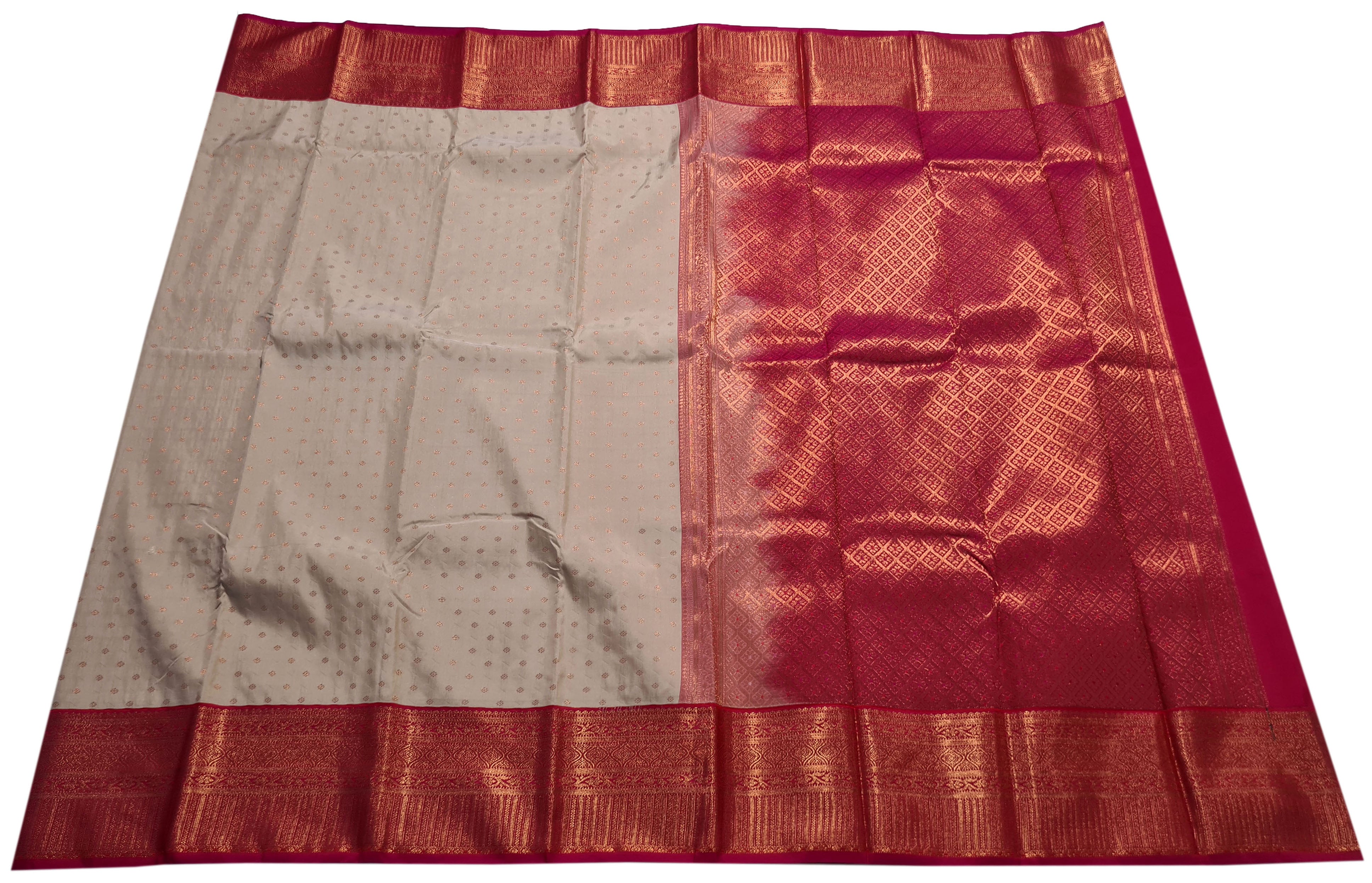 Kanchi Vegan Silk Saree With Contrast Blouse and Rich Jari Pallu