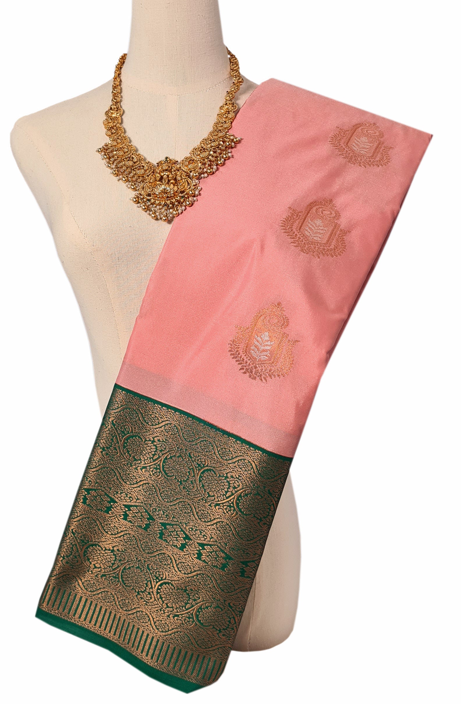 Kanchi Vegan Silk Saree With Contrast Blouse and Rich Jari Pallu