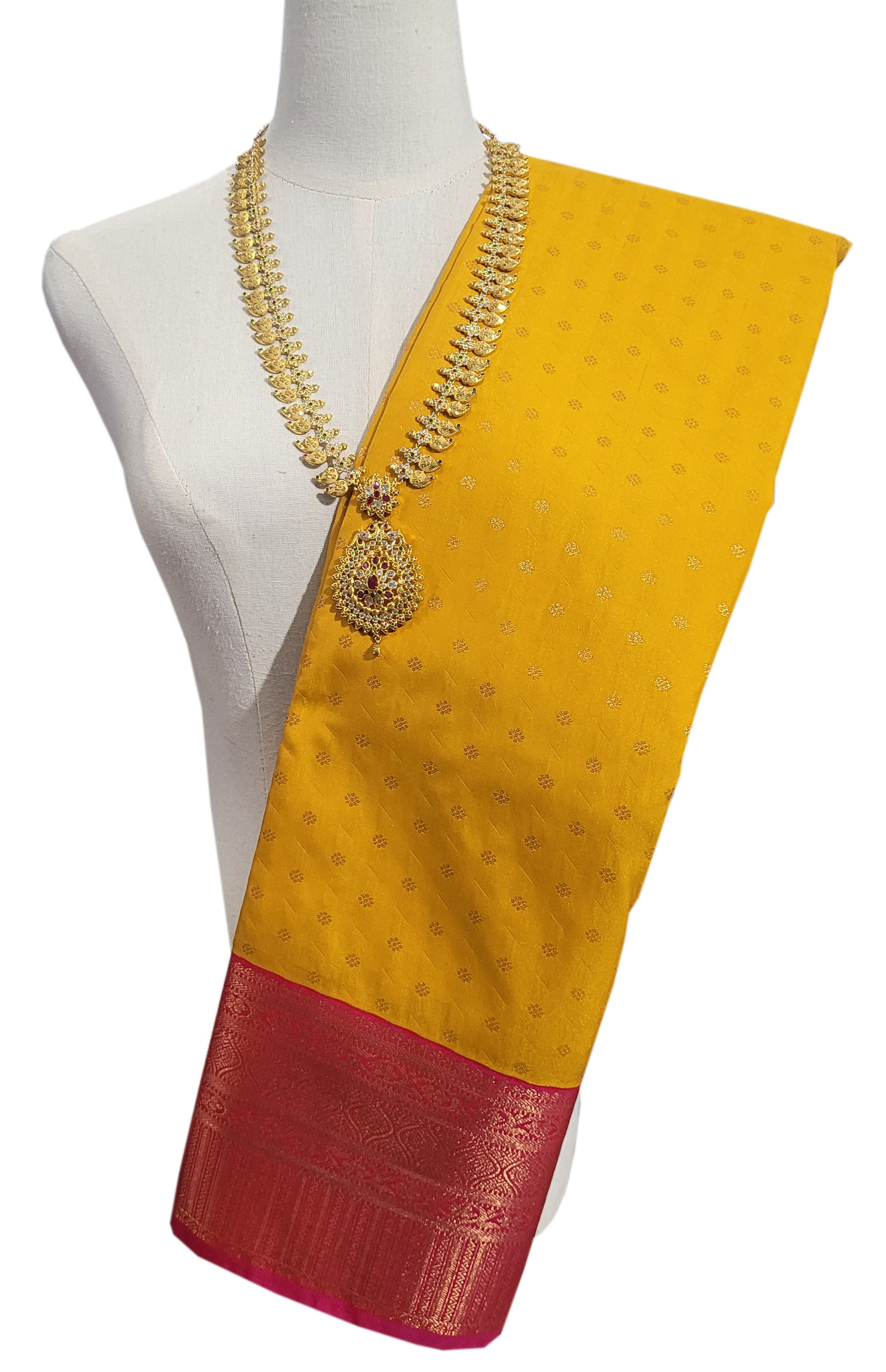 Kanchi Vegan Silk Saree With Contrast Blouse and Rich Jari Pallu