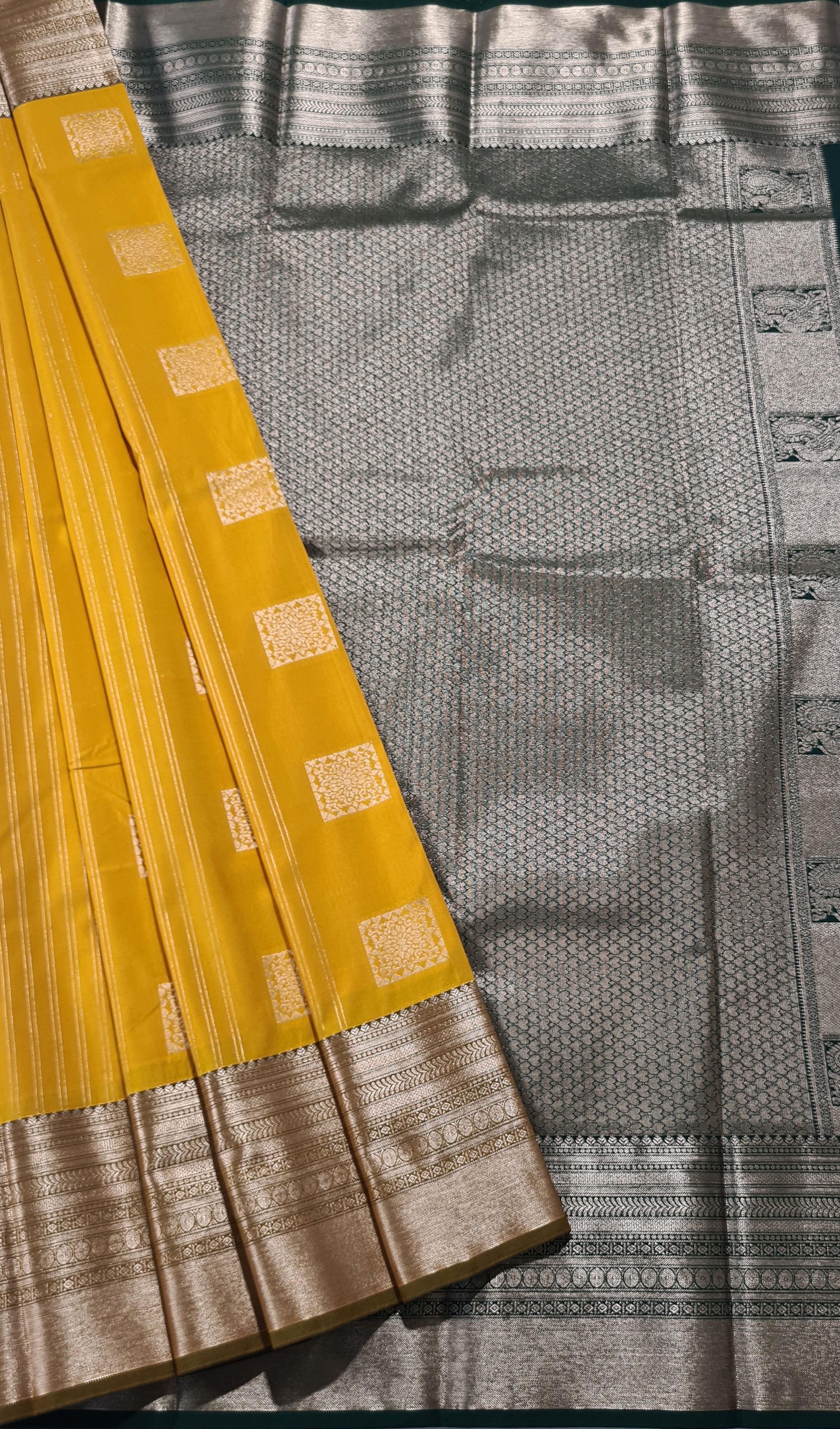 Kanchi Vegan Silk Saree With Contrast Blouse and Rich Jari Pallu