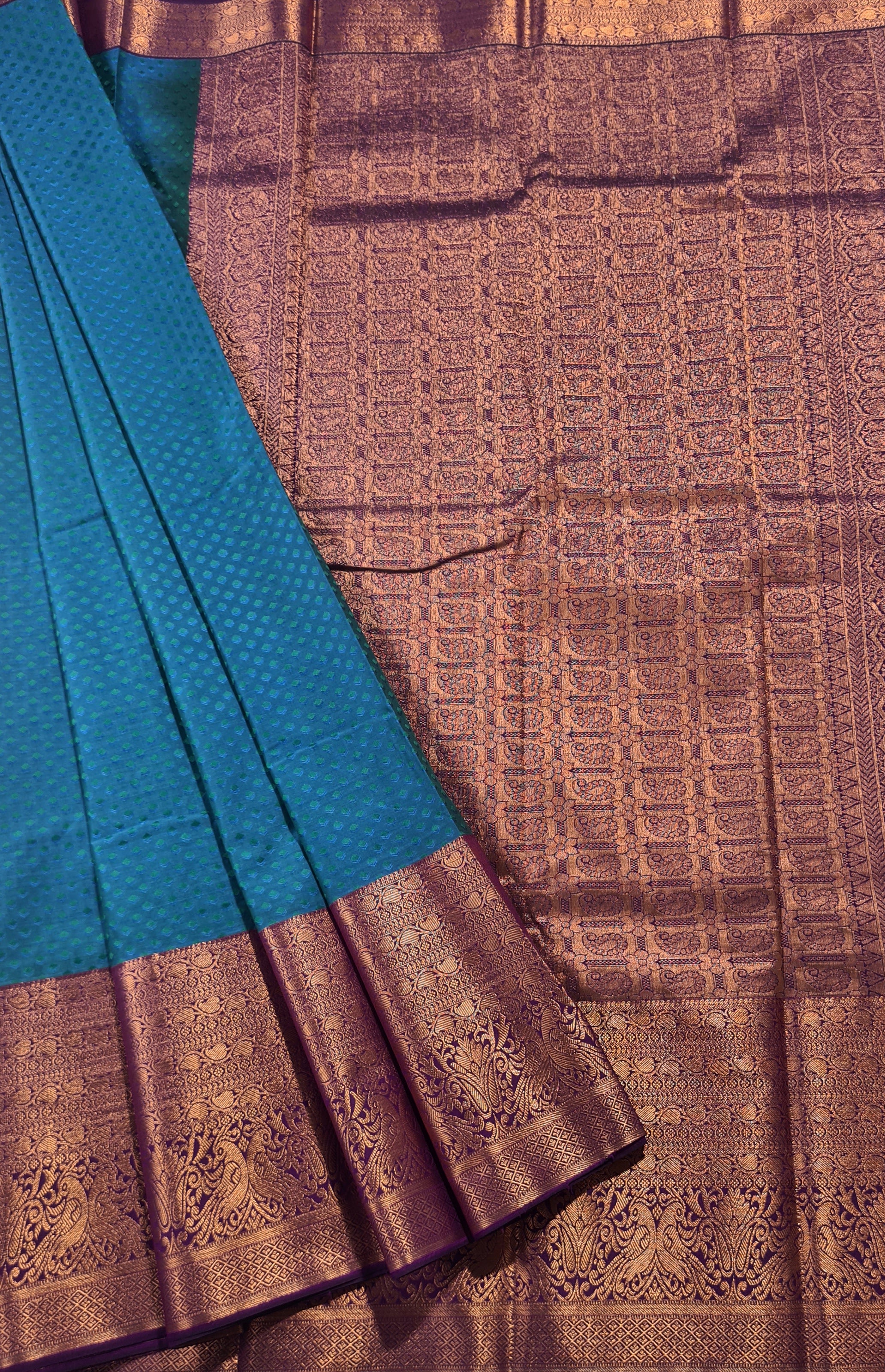 Kanchi Vegan Silk Saree With Contrast Blouse and Rich Jari Pallu