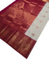 Kanchi Vegan Silk Saree With Contrast Blouse and Rich Jari Pallu