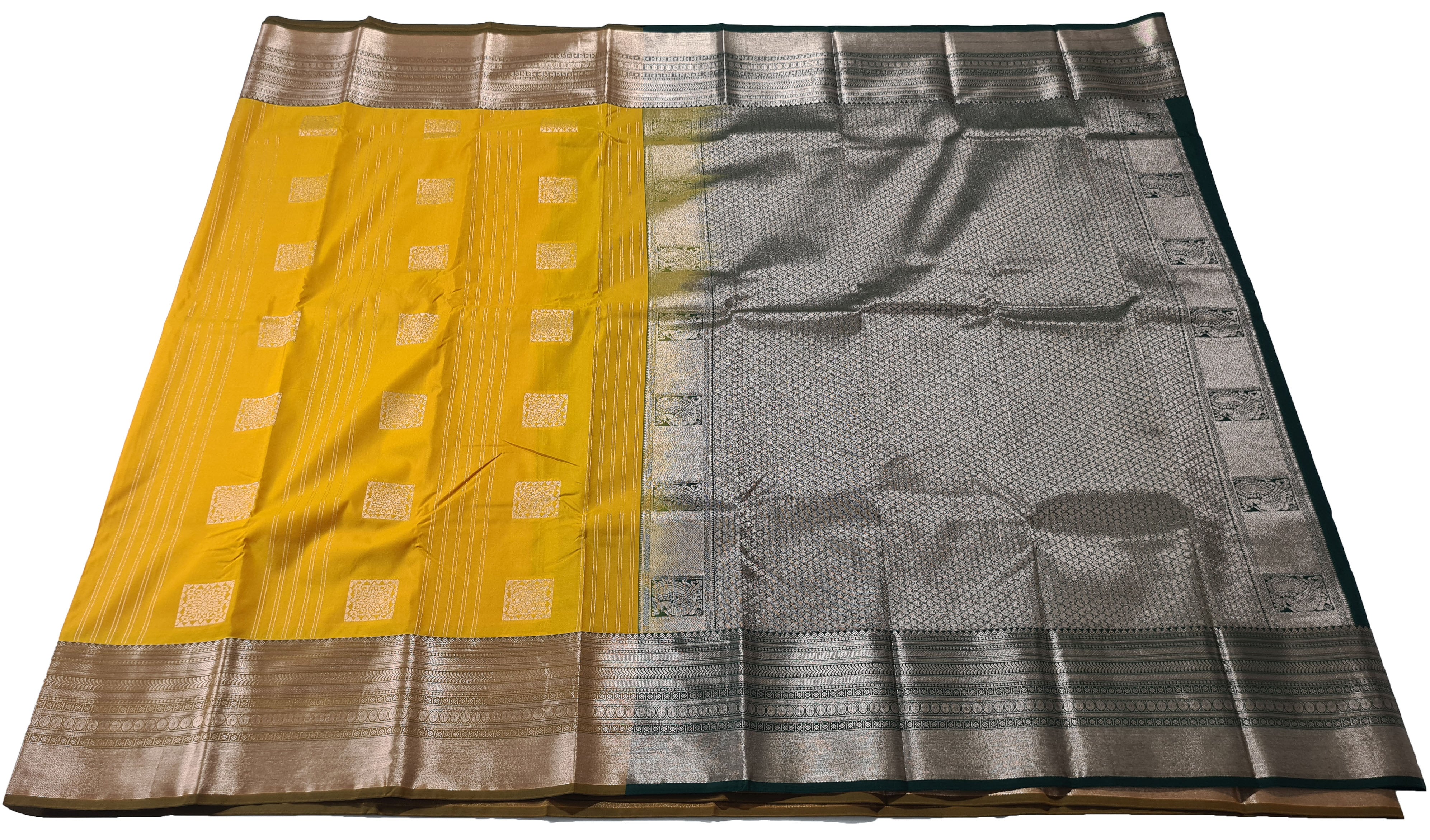 Kanchi Vegan Silk Saree With Contrast Blouse and Rich Jari Pallu