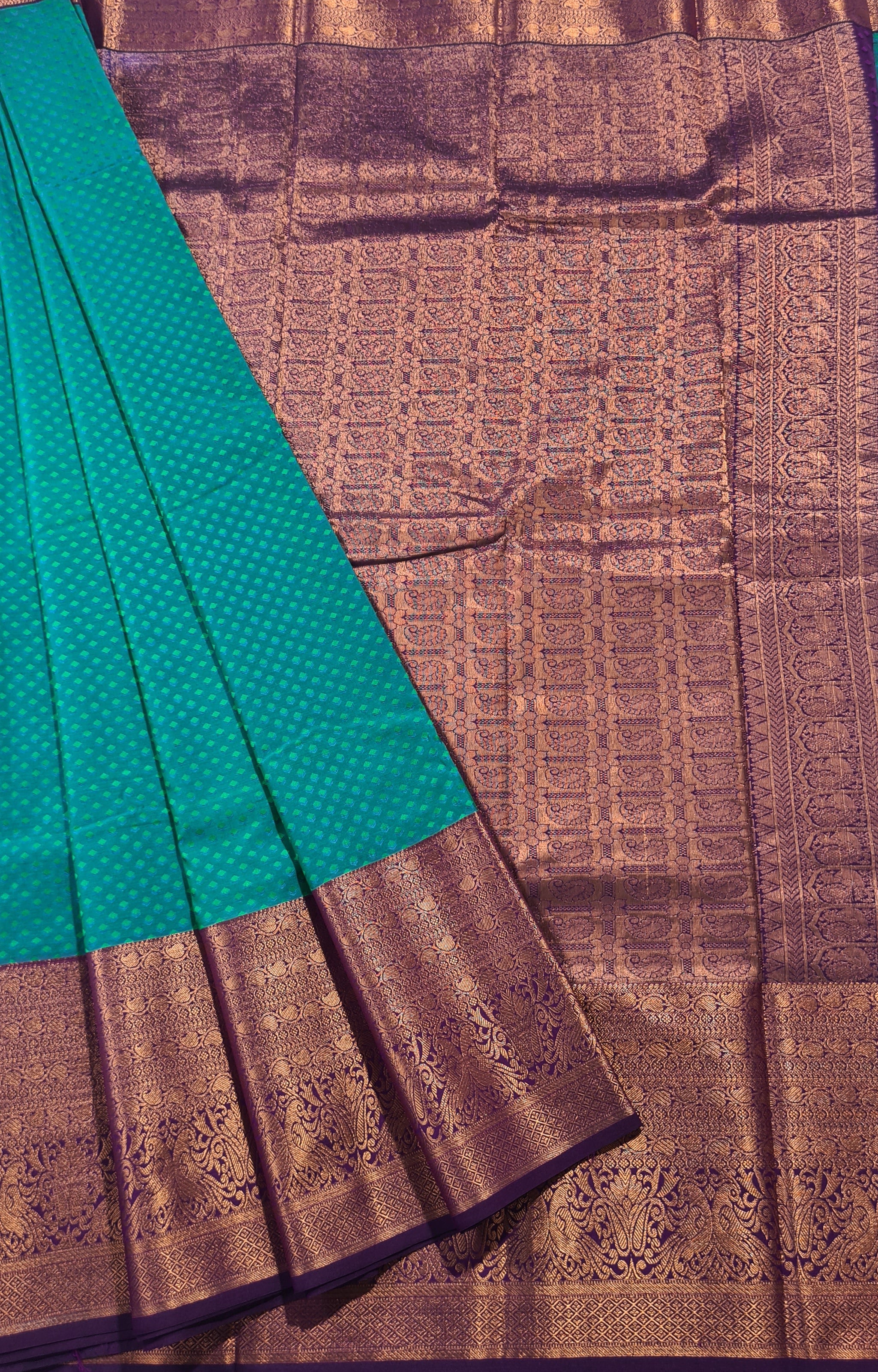 Kanchi Vegan Silk Saree With Contrast Blouse and Rich Jari Pallu