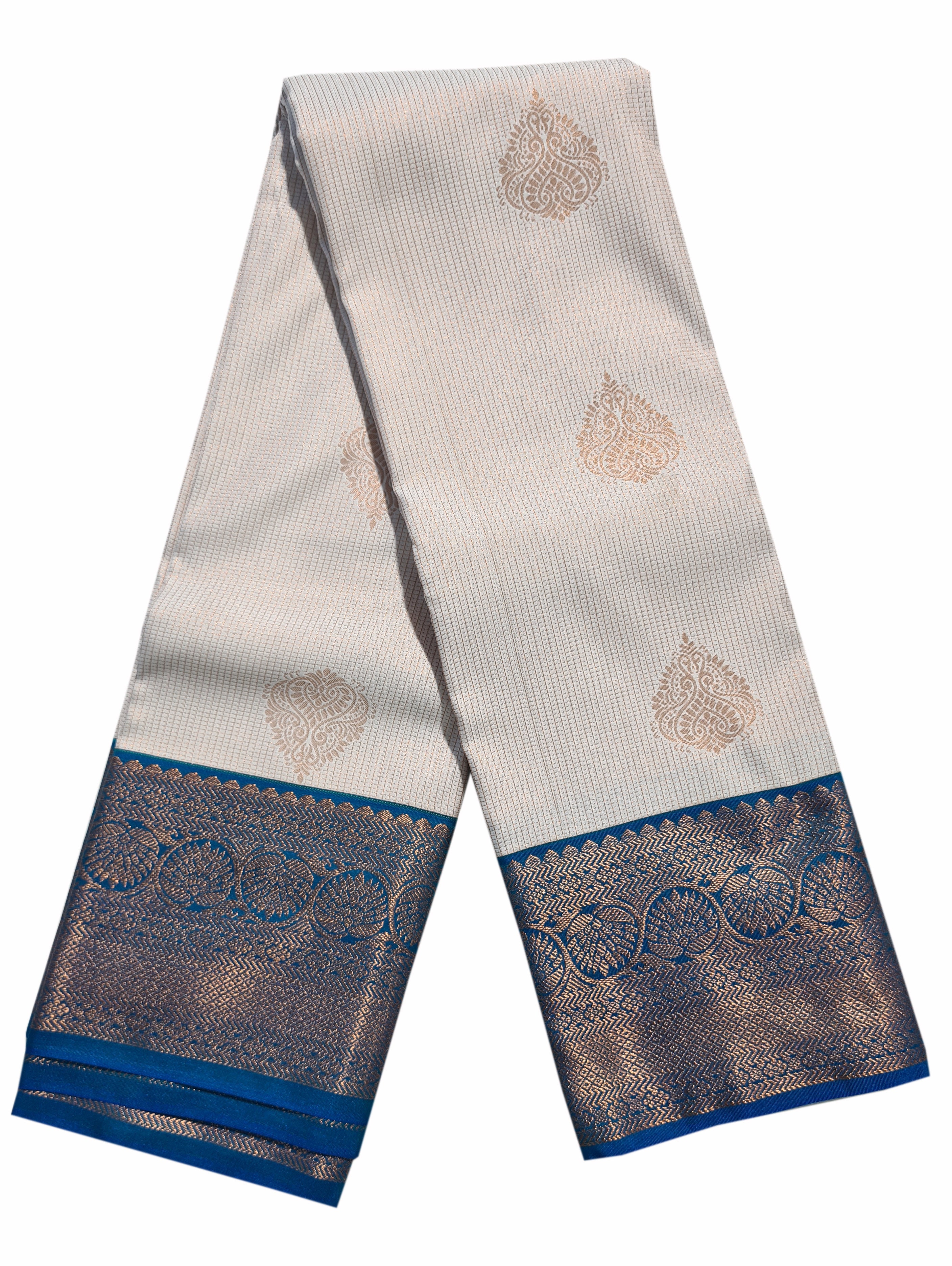 Kanchi Vegan Silk Saree With Contrast Blouse and Rich Jari Pallu