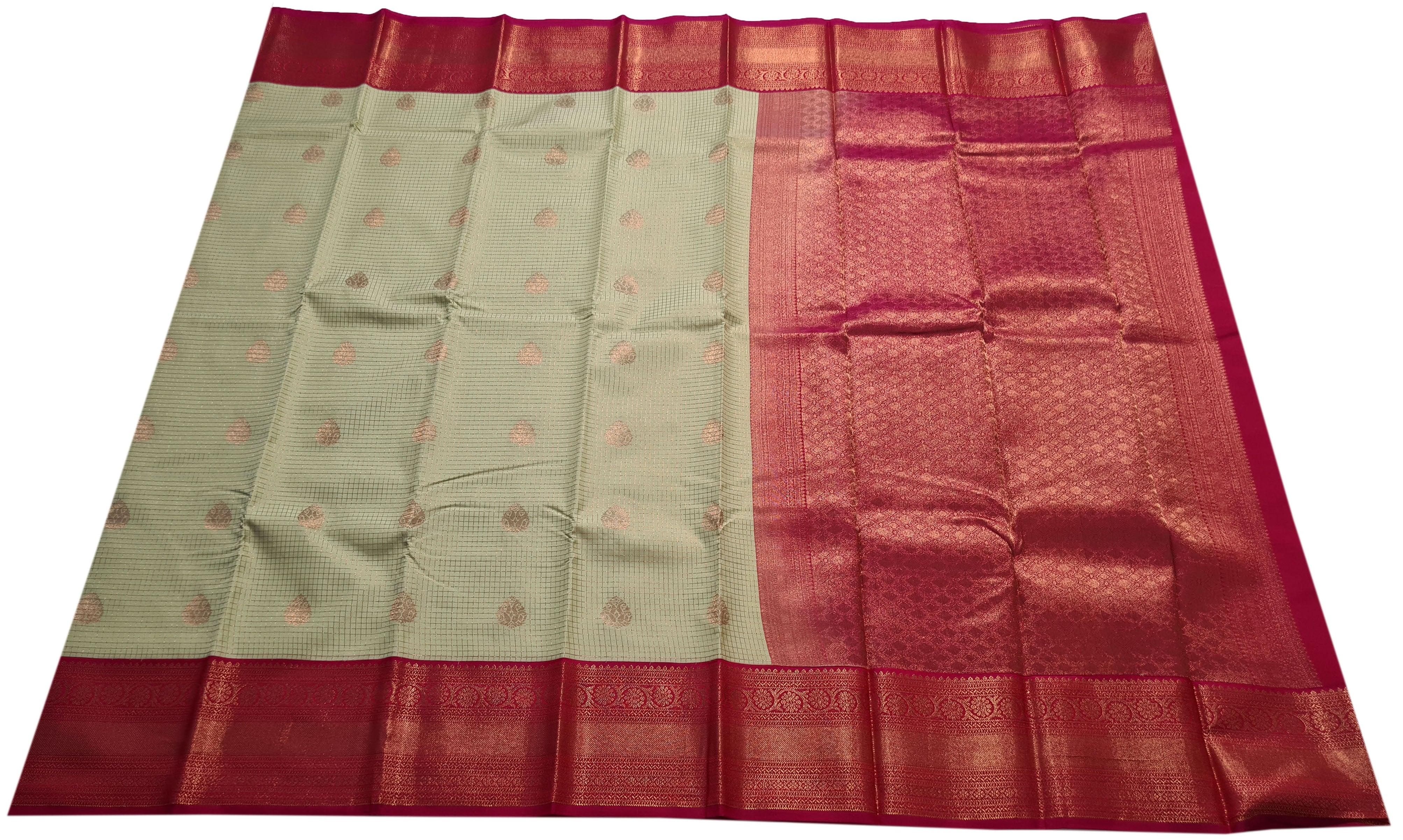 Kanchi Vegan Silk Saree With Contrast Blouse and Rich Jari Pallu