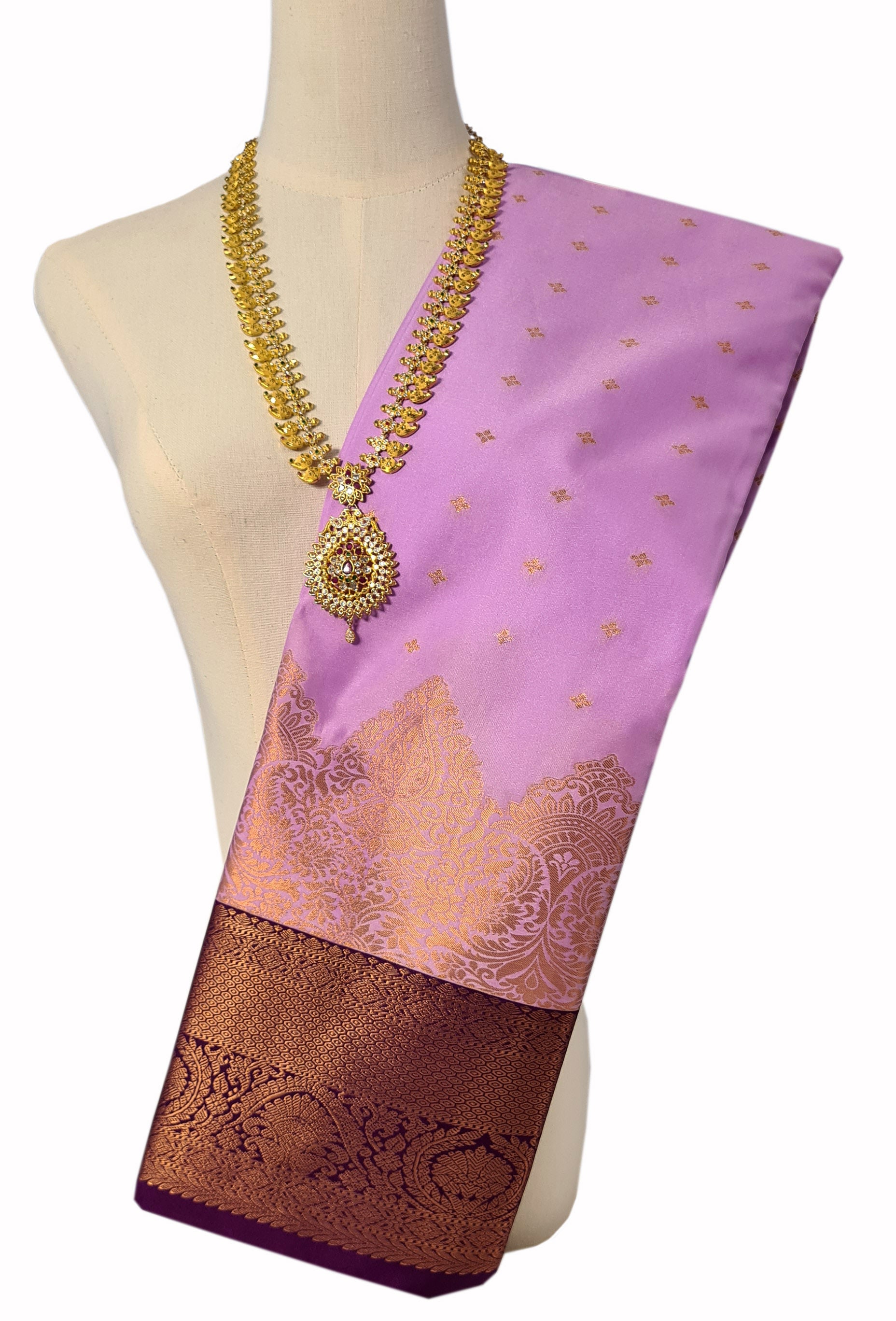 Kanchi Vegan Silk Saree With Contrast Blouse and Rich Jari Pallu