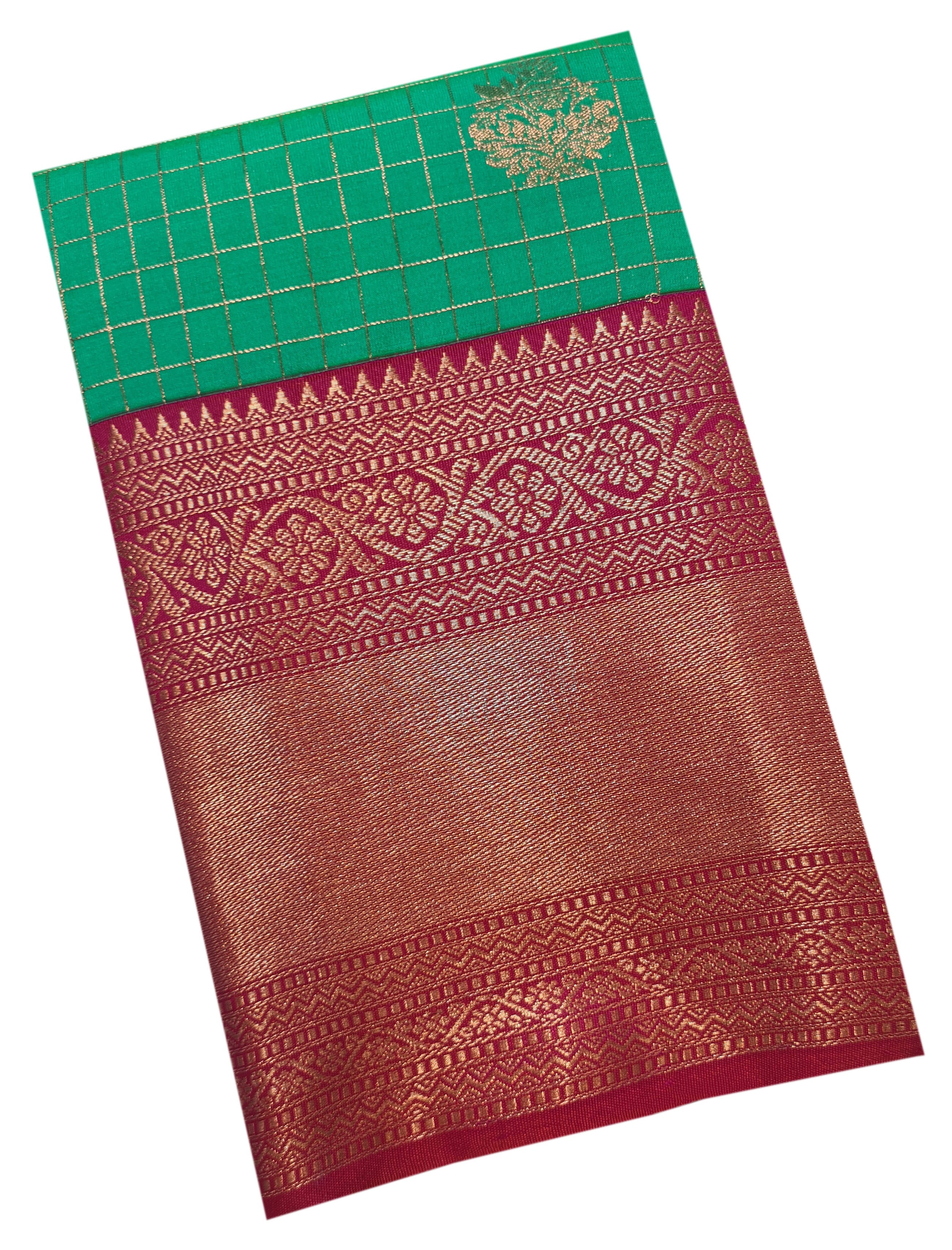 Kanchi Vegan Silk Saree With Contrast Blouse and Rich Jari Pallu