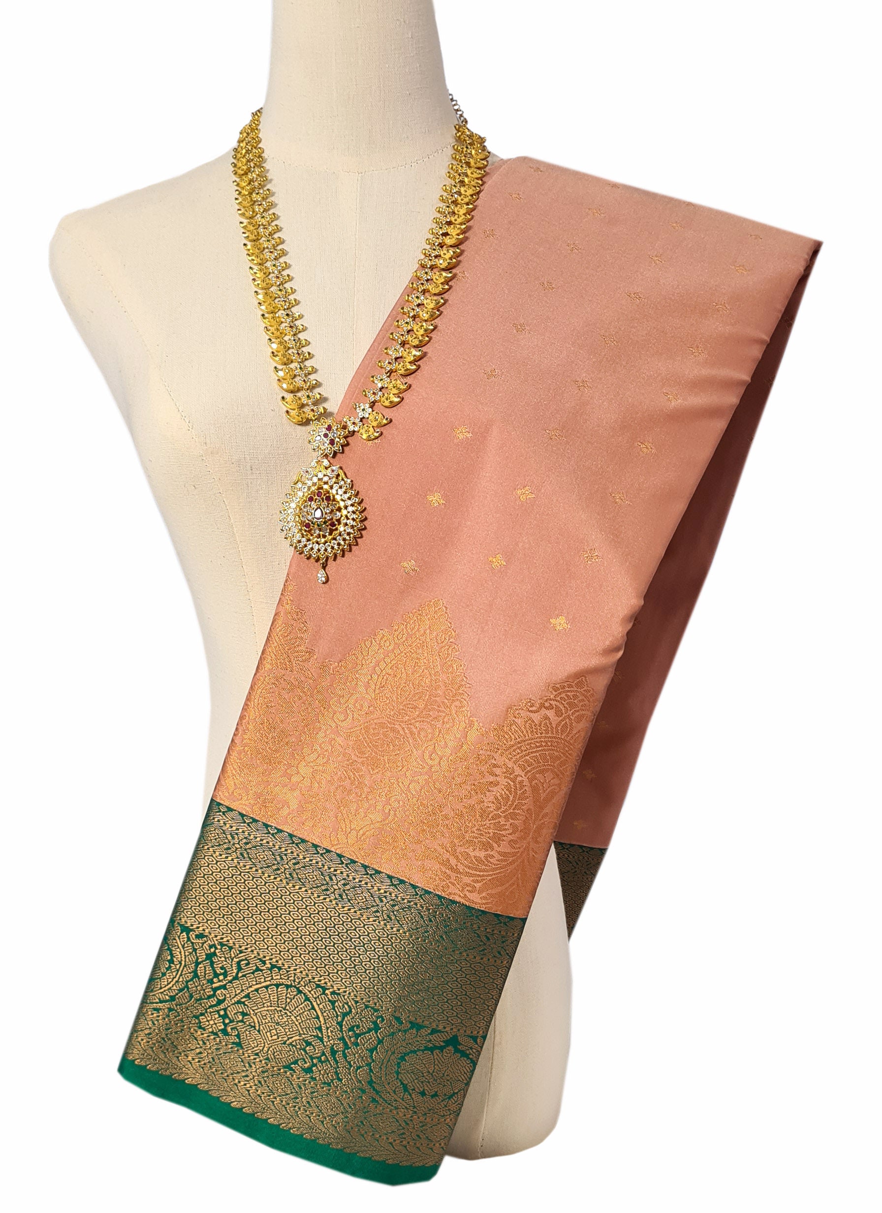 Kanchi Vegan Silk Saree With Contrast Blouse and Rich Jari Pallu