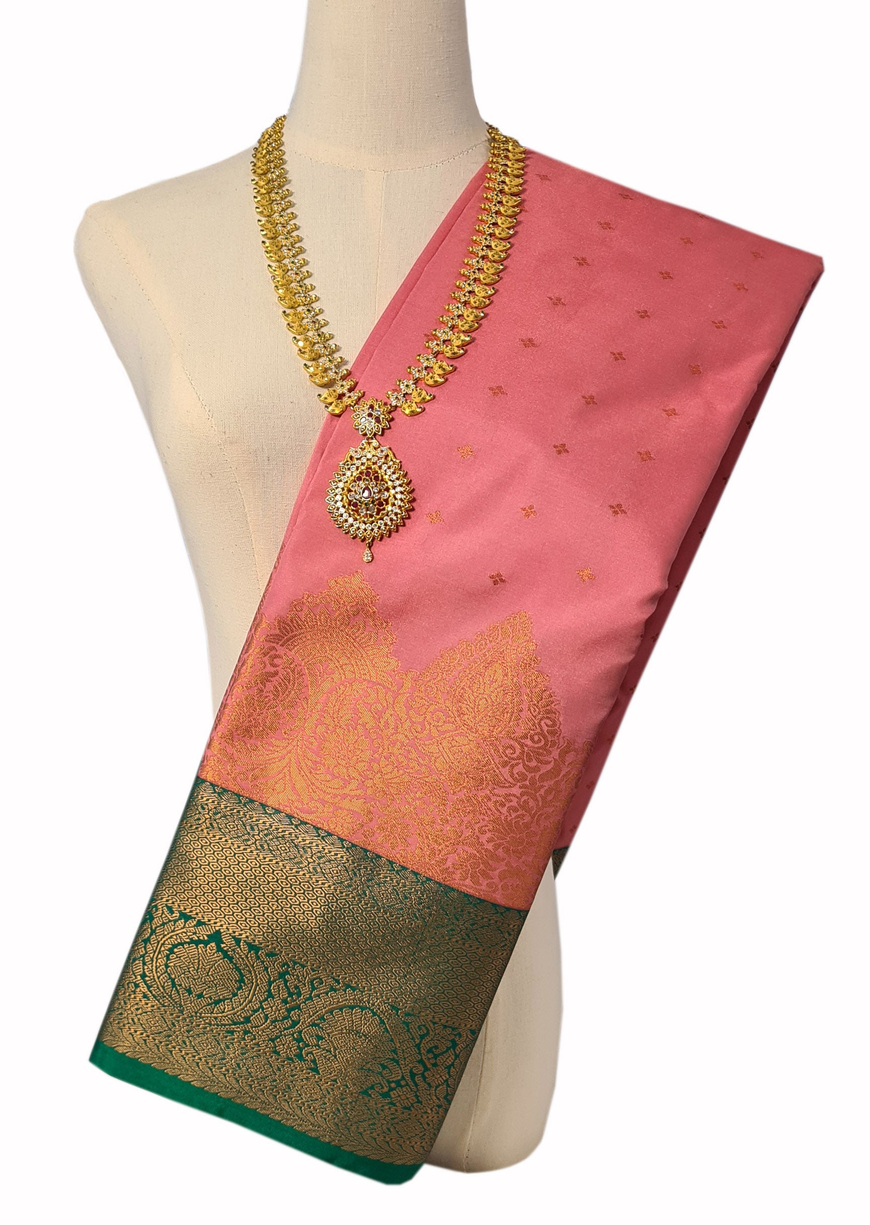 Kanchi Vegan Silk Saree With Contrast Blouse and Rich Jari Pallu