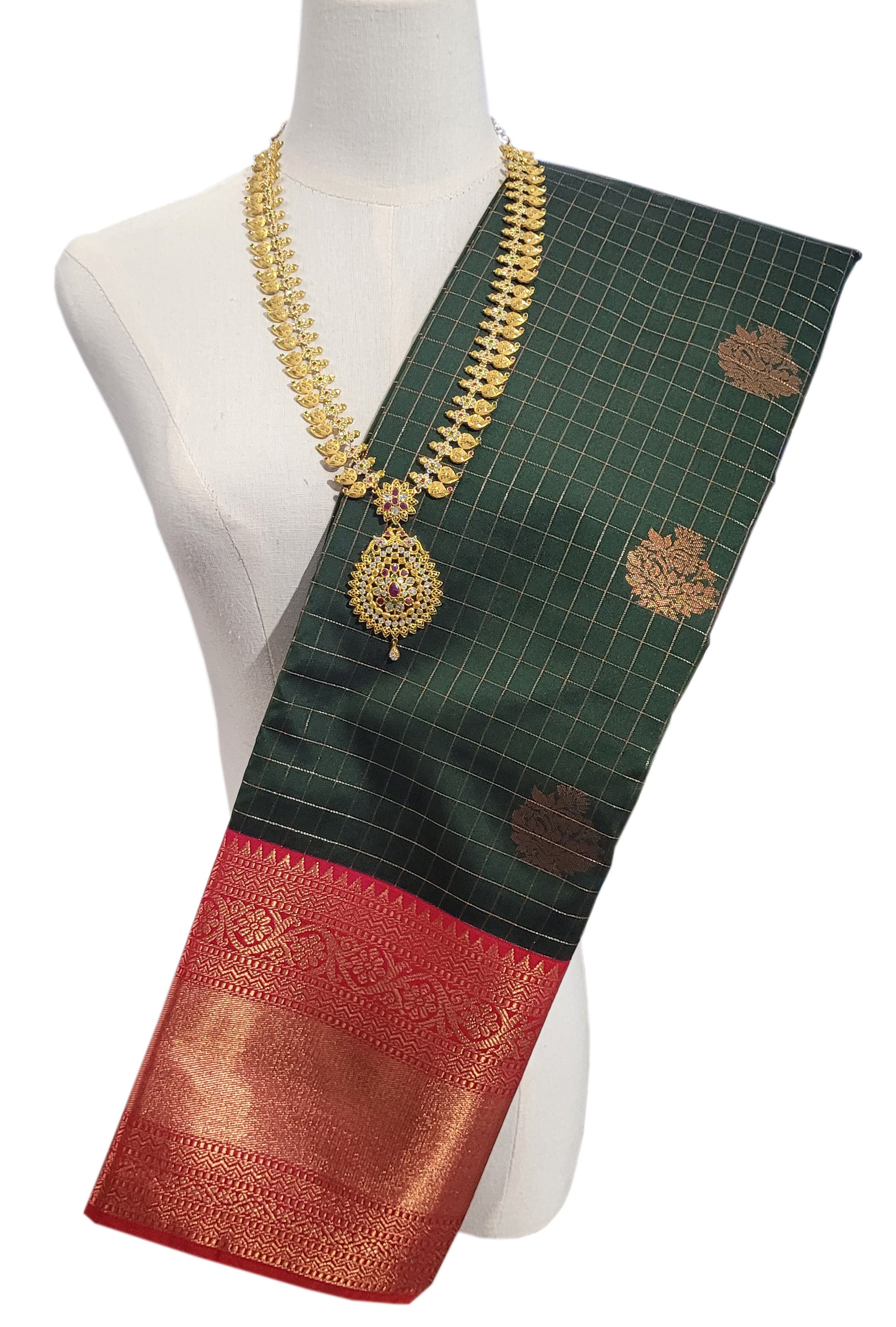 Kanchi Vegan Silk Saree With Contrast Blouse and Rich Jari Pallu