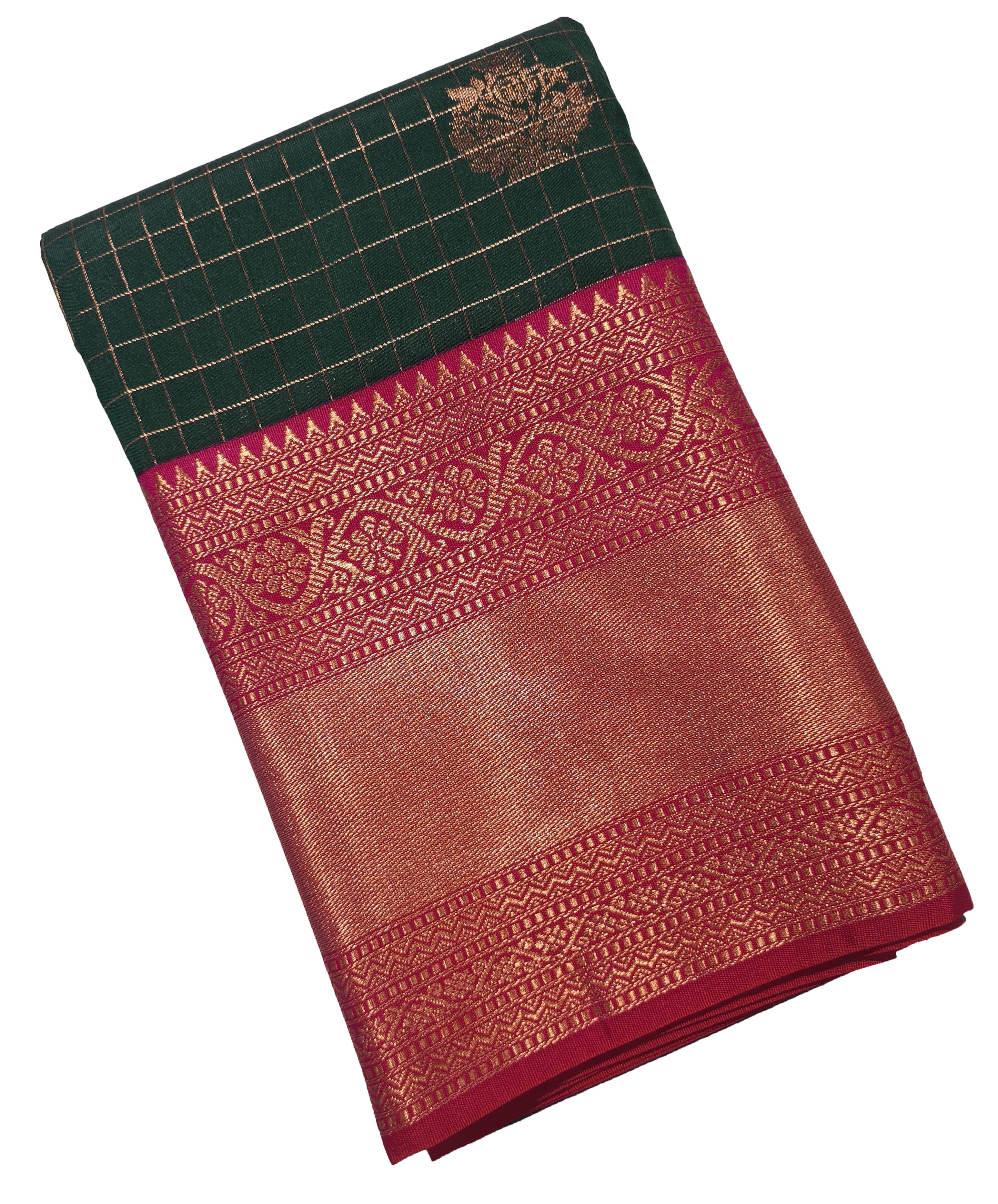 Kanchi Vegan Silk Saree With Contrast Blouse and Rich Jari Pallu