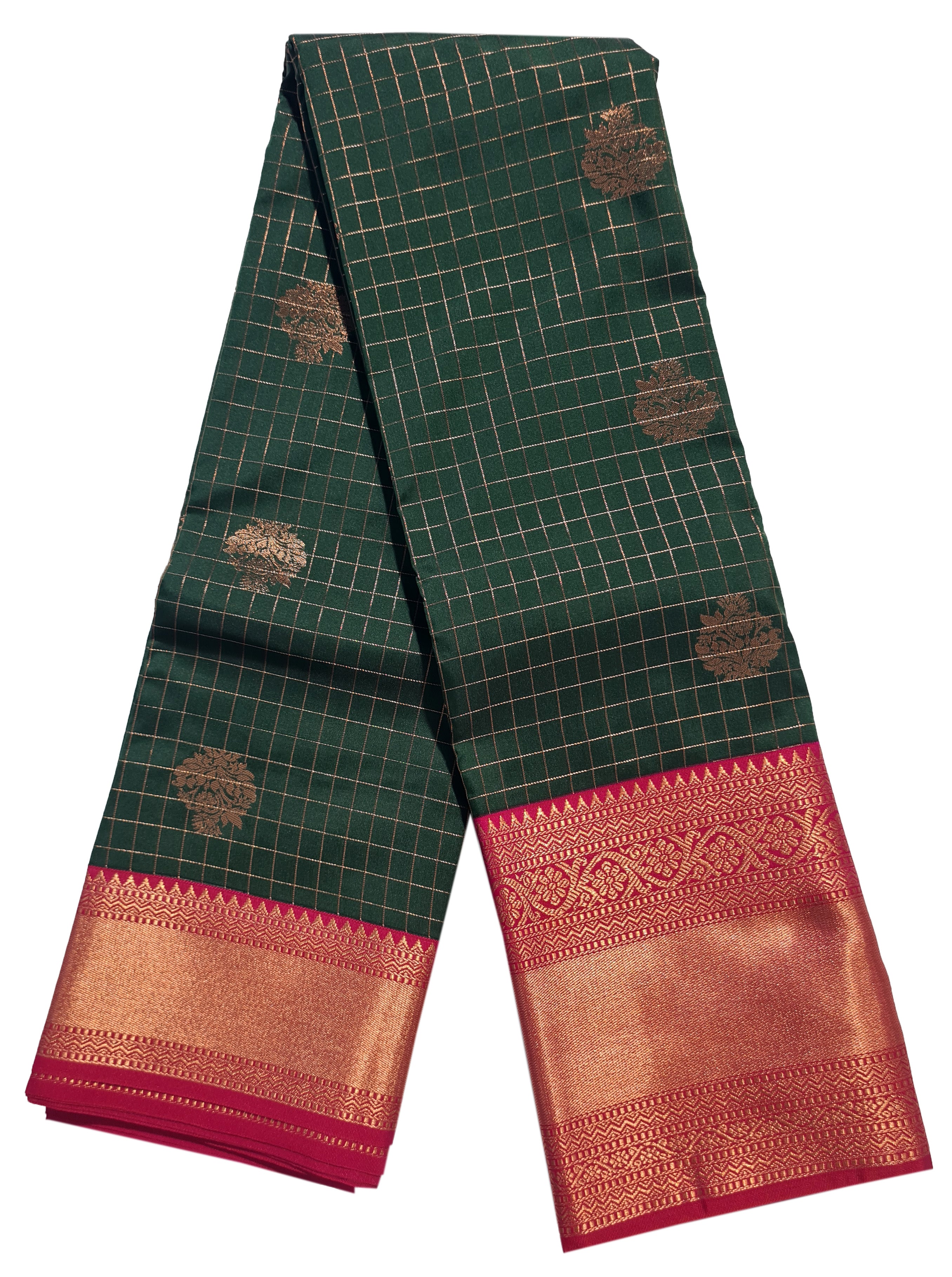 Kanchi Vegan Silk Saree With Contrast Blouse and Rich Jari Pallu