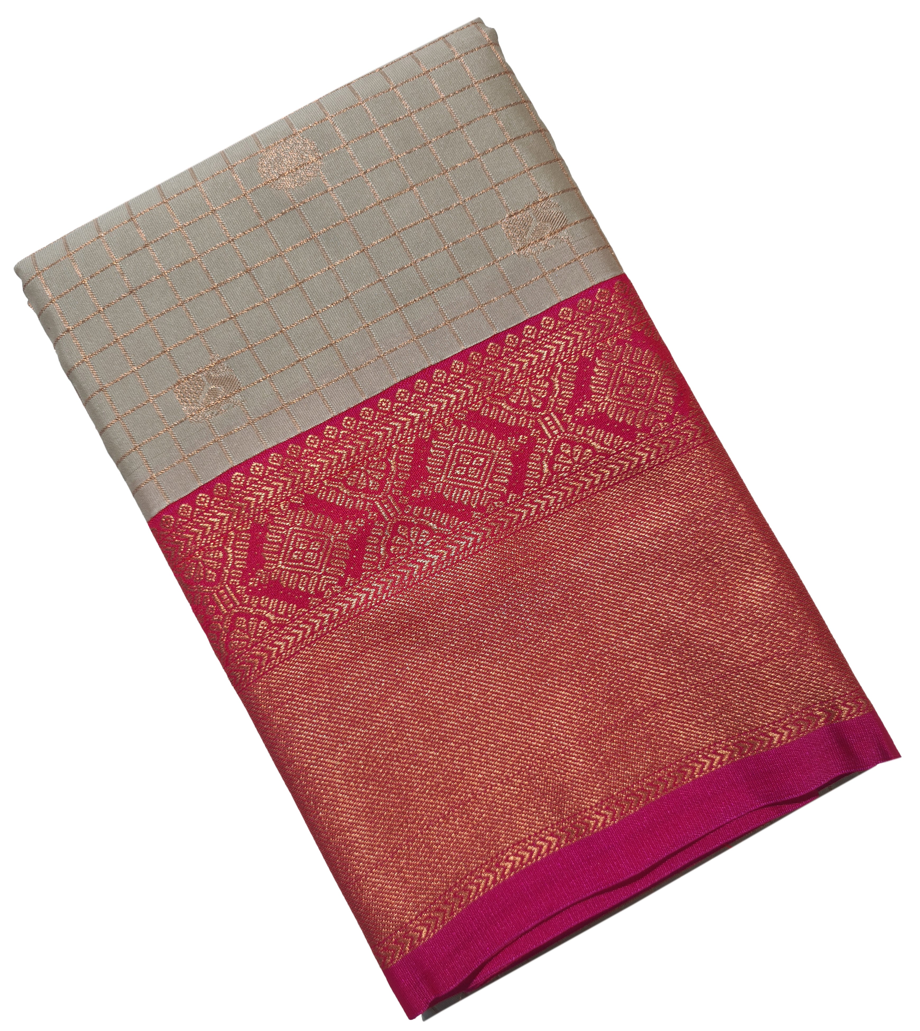 Kanchi Vegan Silk Saree With Contrast Blouse and Rich Jari Pallu