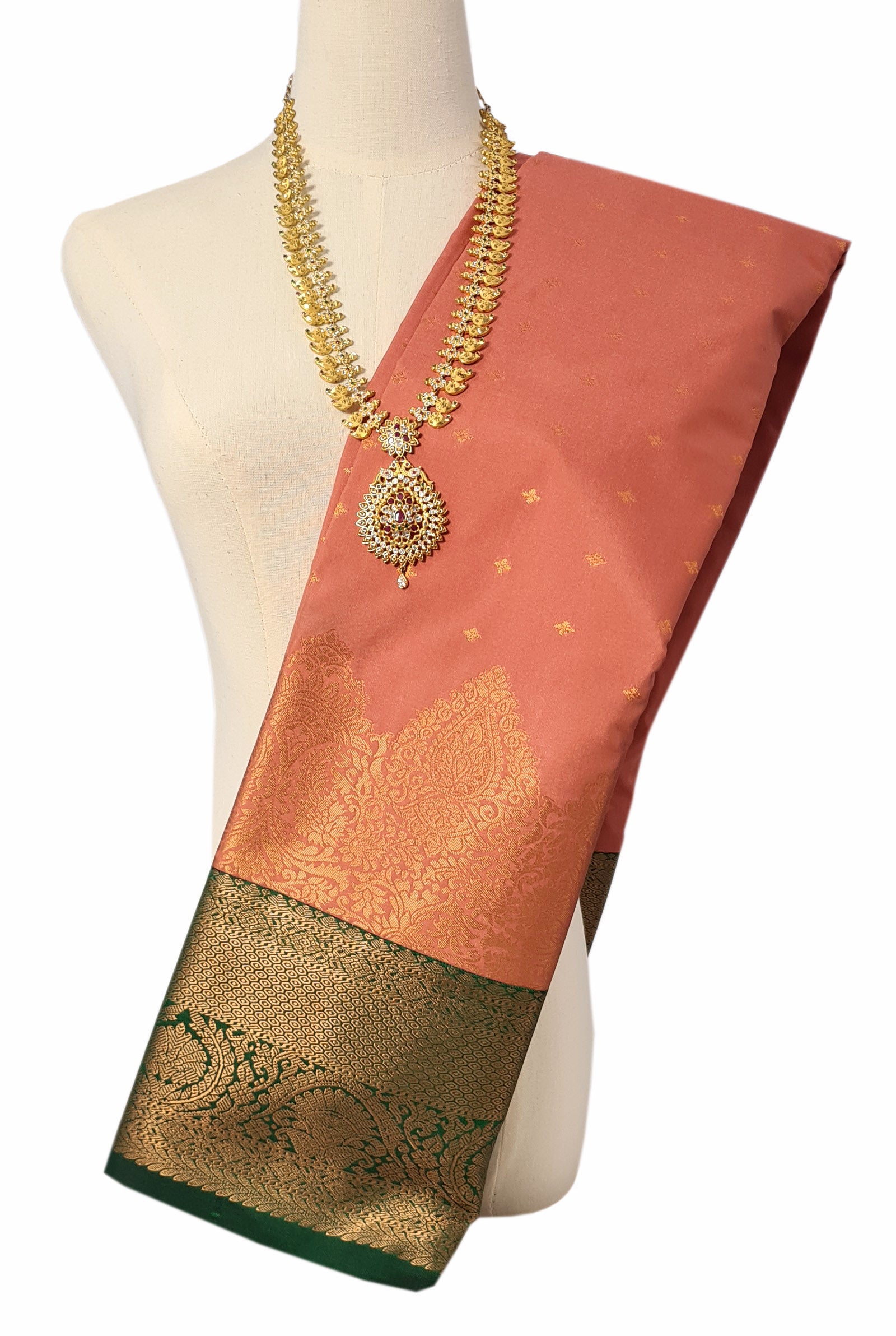 Kanchi Vegan Silk Saree With Contrast Blouse and Rich Jari Pallu