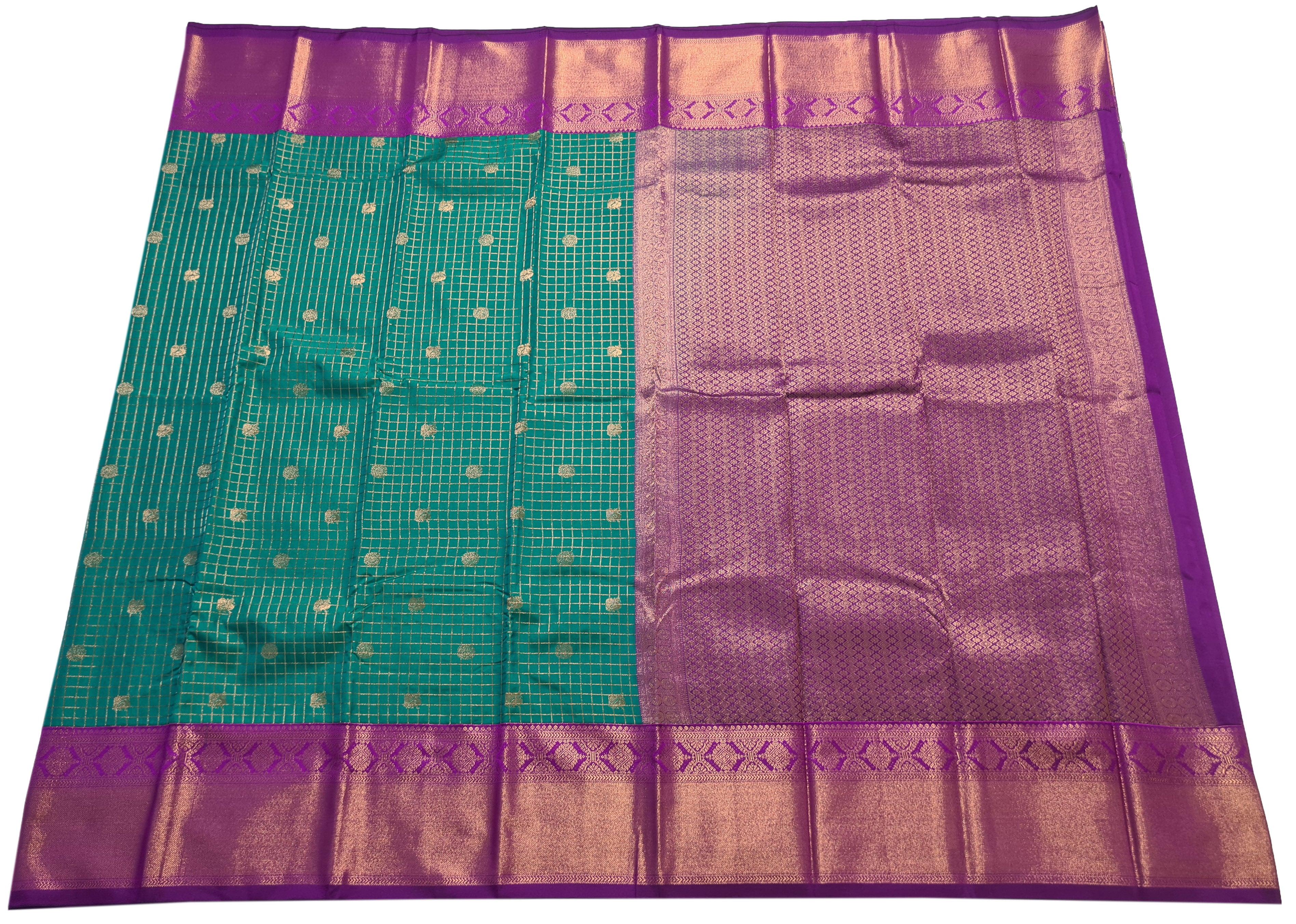 Kanchi Vegan Silk Saree With Contrast Blouse and Rich Jari Pallu