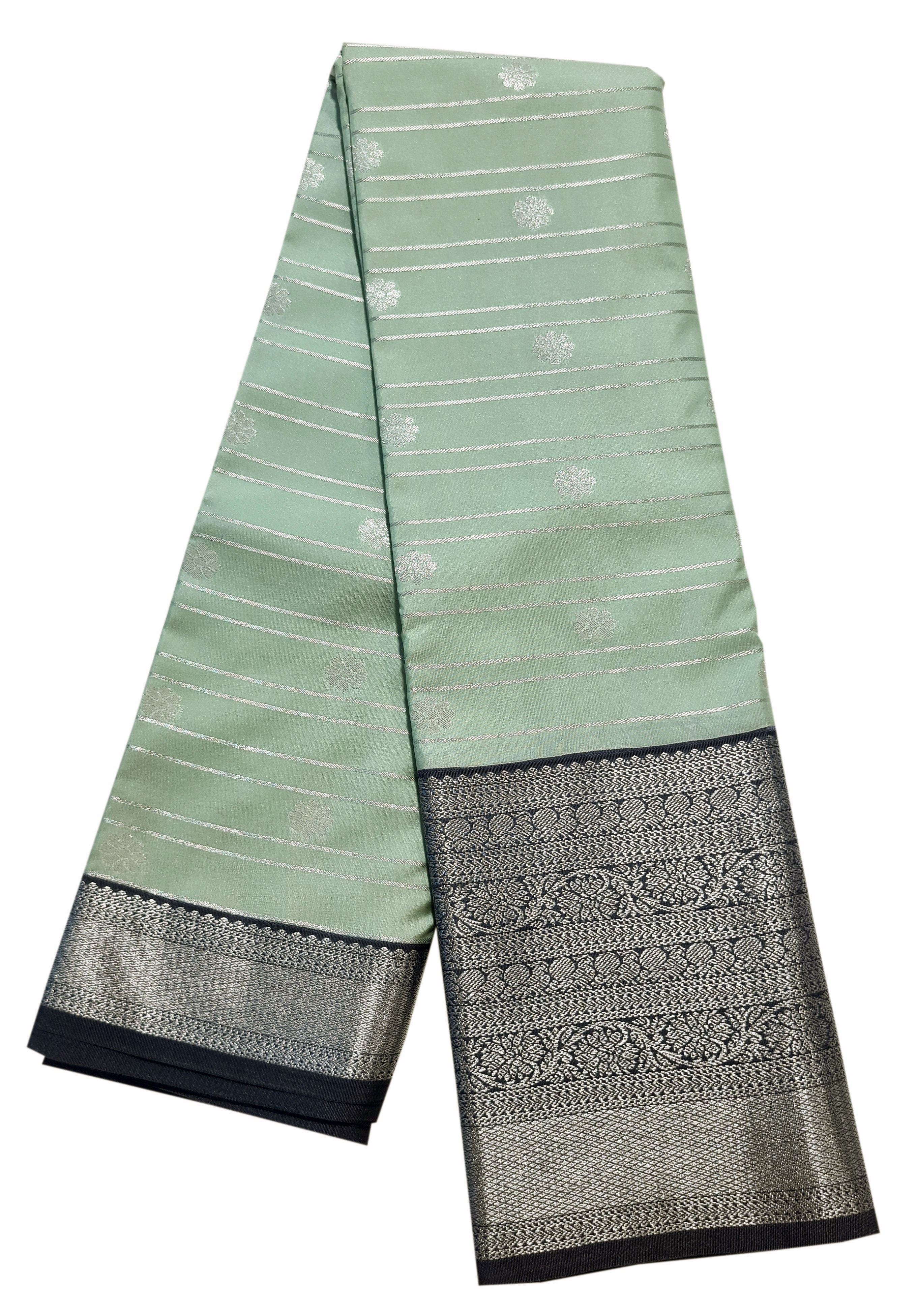 Kanchi Vegan Silk Saree With Contrast Blouse and Rich Jari Pallu