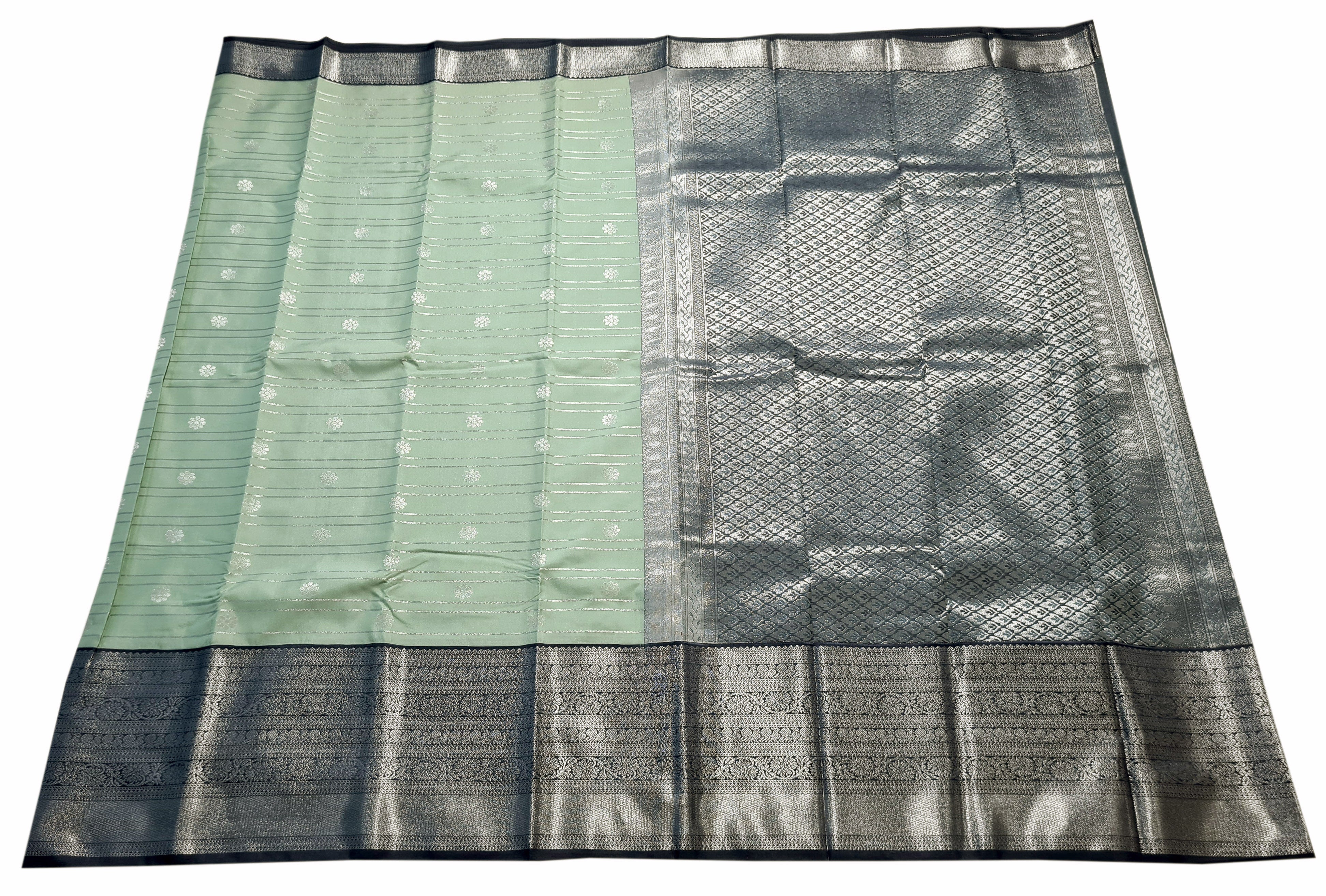 Kanchi Vegan Silk Saree With Contrast Blouse and Rich Jari Pallu