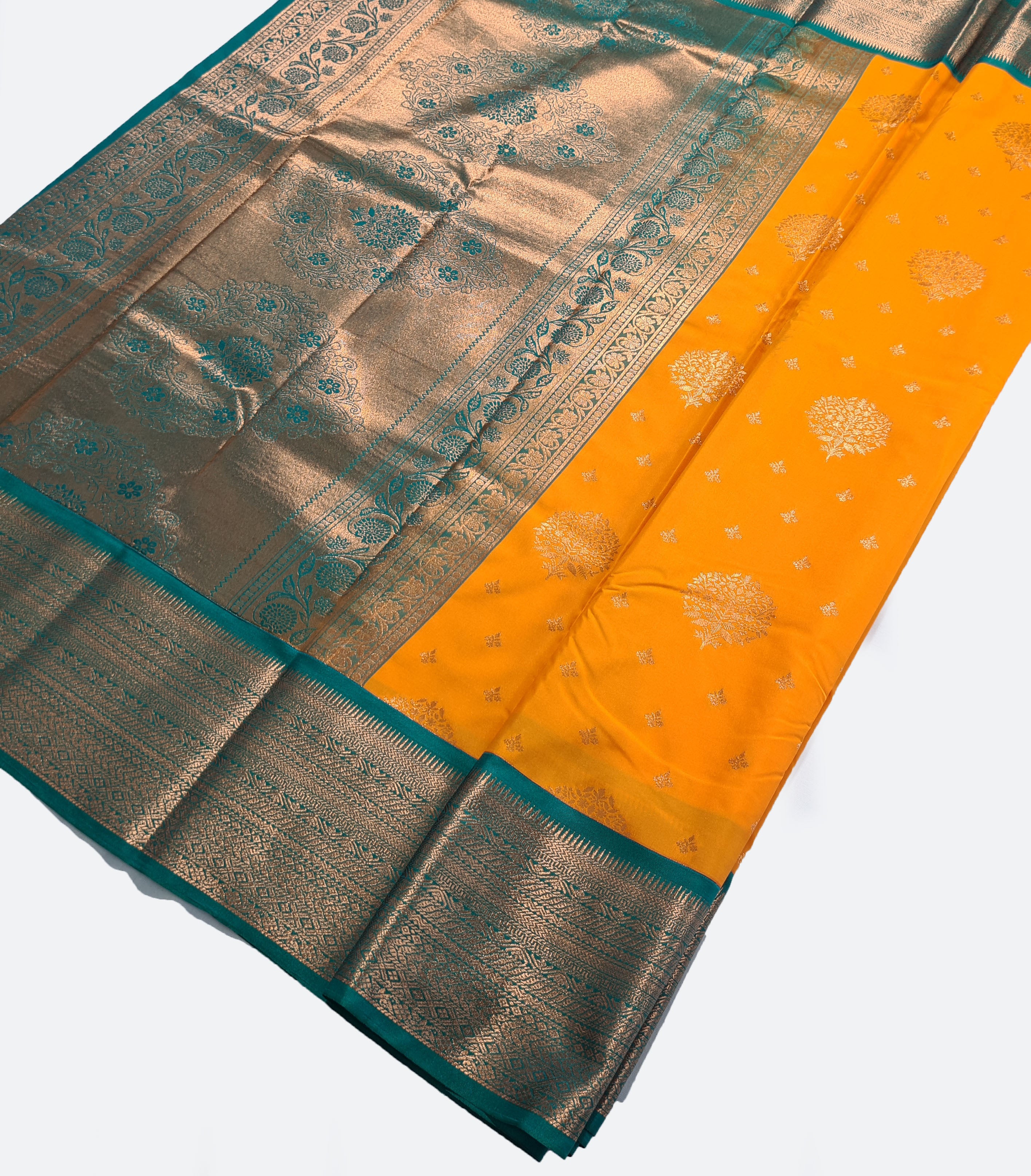 Kanchi Vegan Silk Saree With Contrast Blouse and Rich Jari Pallu