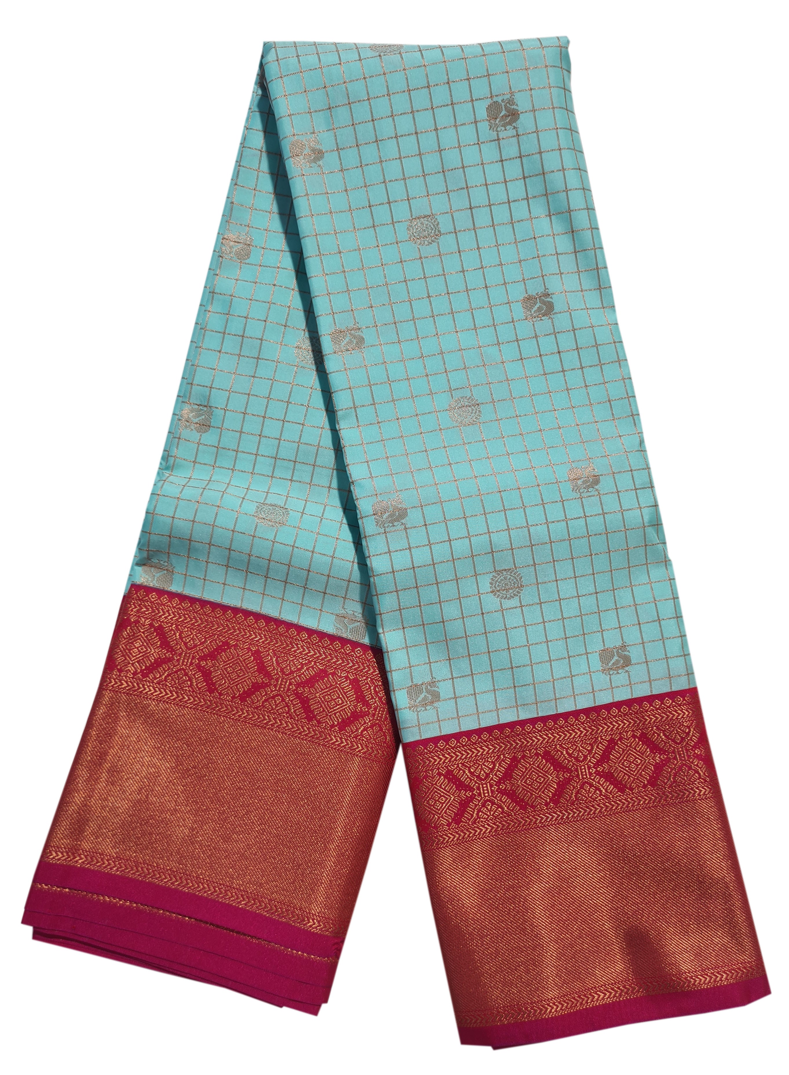 Kanchi Vegan Silk Saree With Contrast Blouse and Rich Jari Pallu