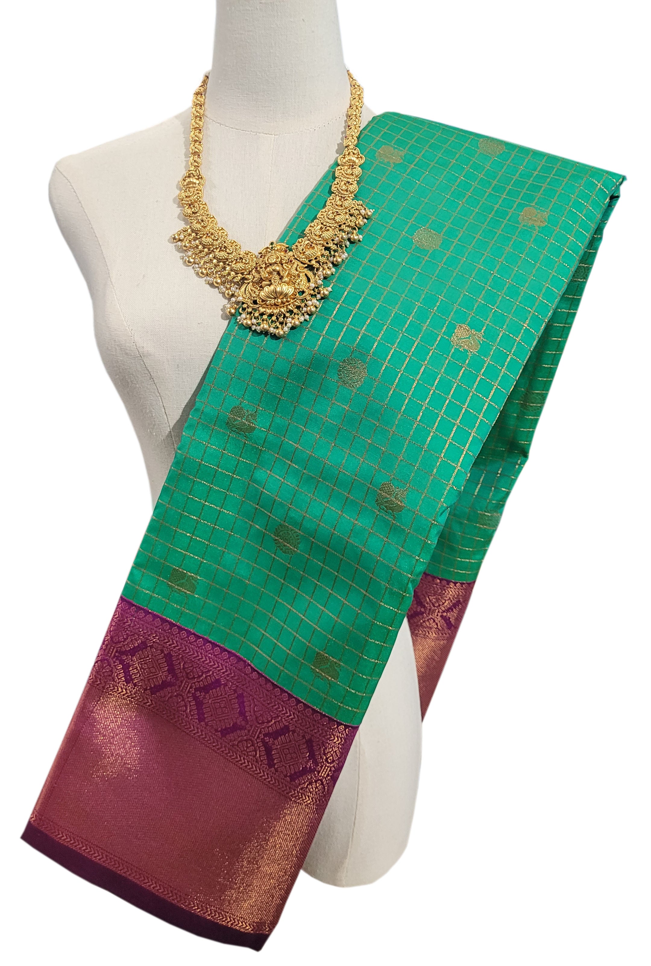 Kanchi Vegan Silk Saree With Contrast Blouse and Rich Jari Pallu