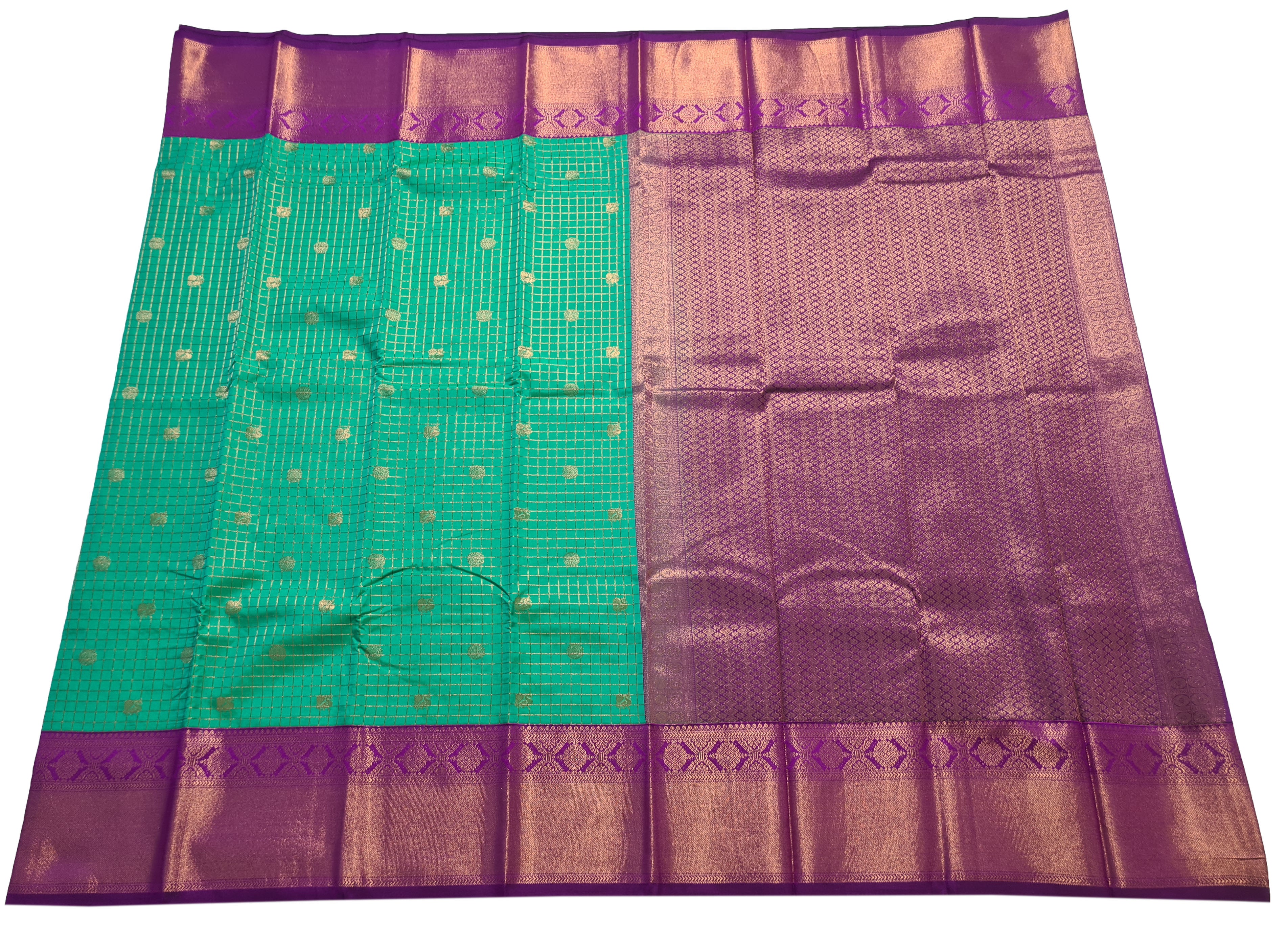 Kanchi Vegan Silk Saree With Contrast Blouse and Rich Jari Pallu