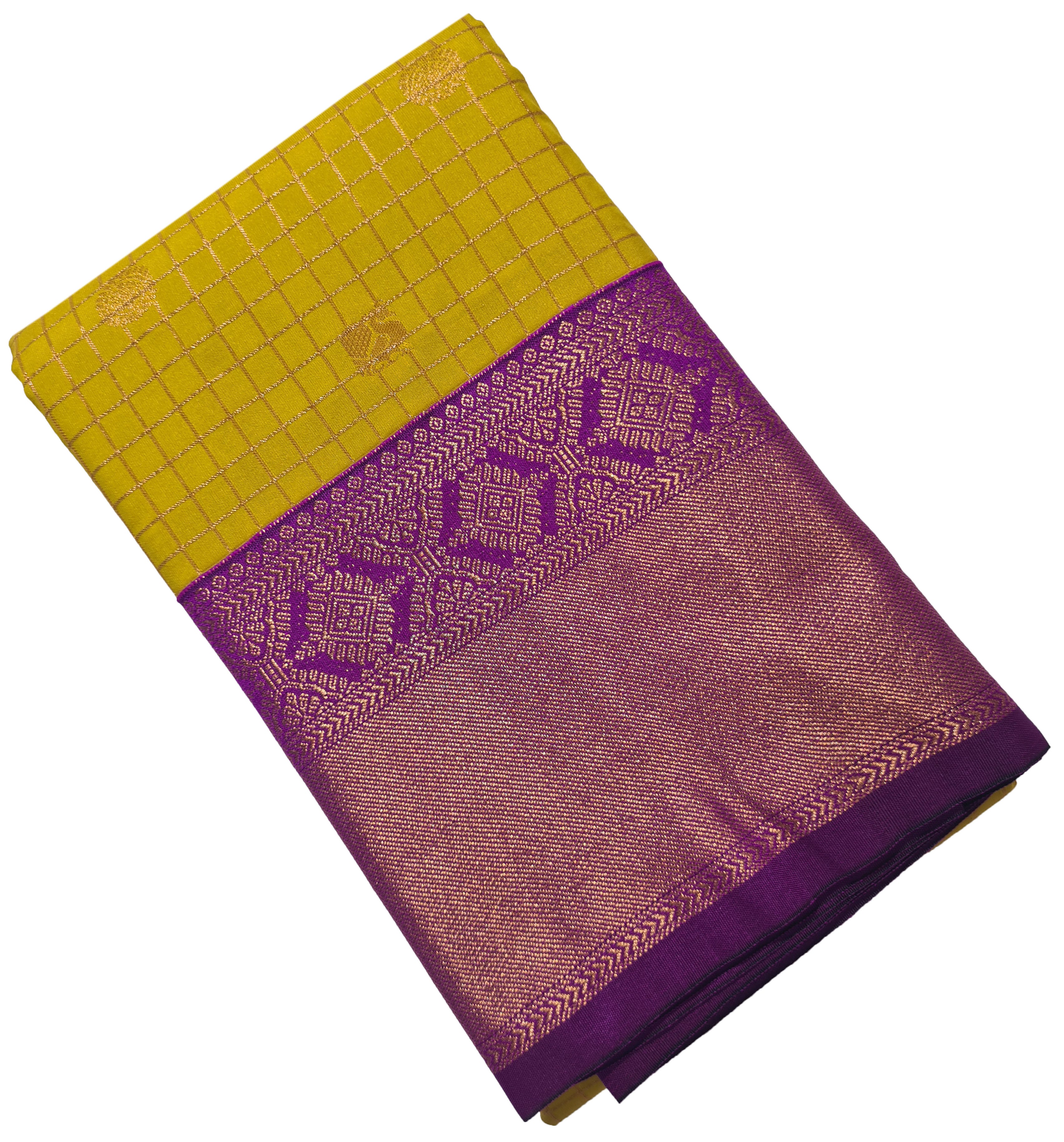 Kanchi Vegan Silk Saree With Contrast Blouse and Rich Jari Pallu