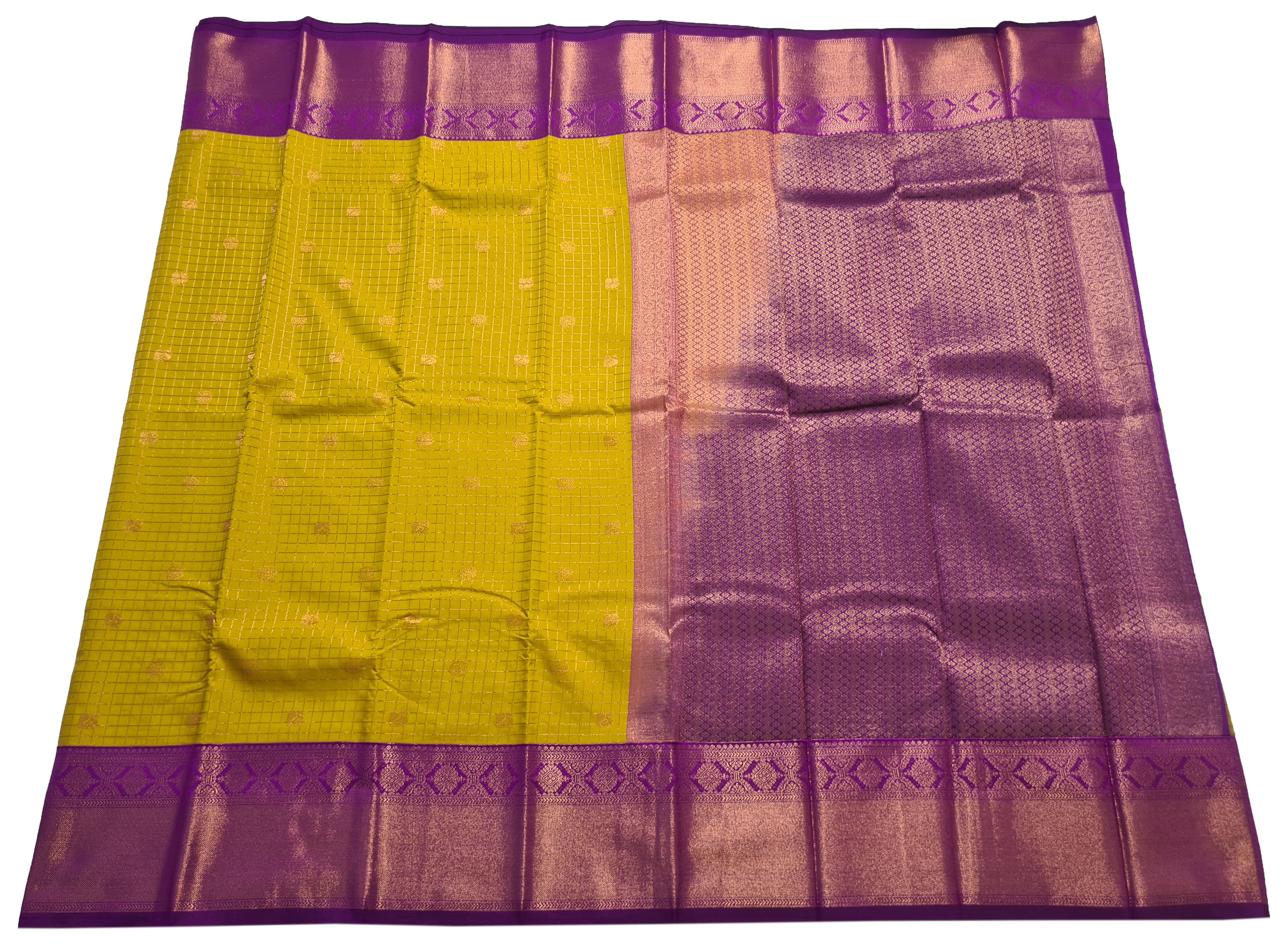 Kanchi Vegan Silk Saree With Contrast Blouse and Rich Jari Pallu