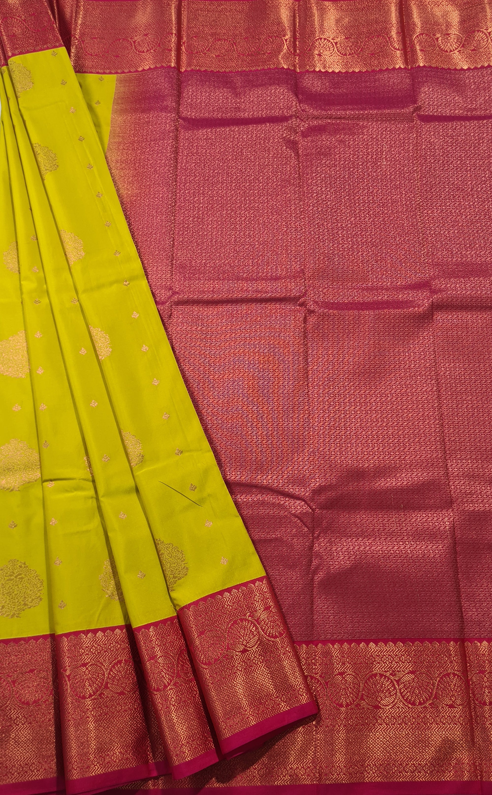 Kanchi Vegan Silk Saree With Contrast Blouse and Rich Jari Pallu