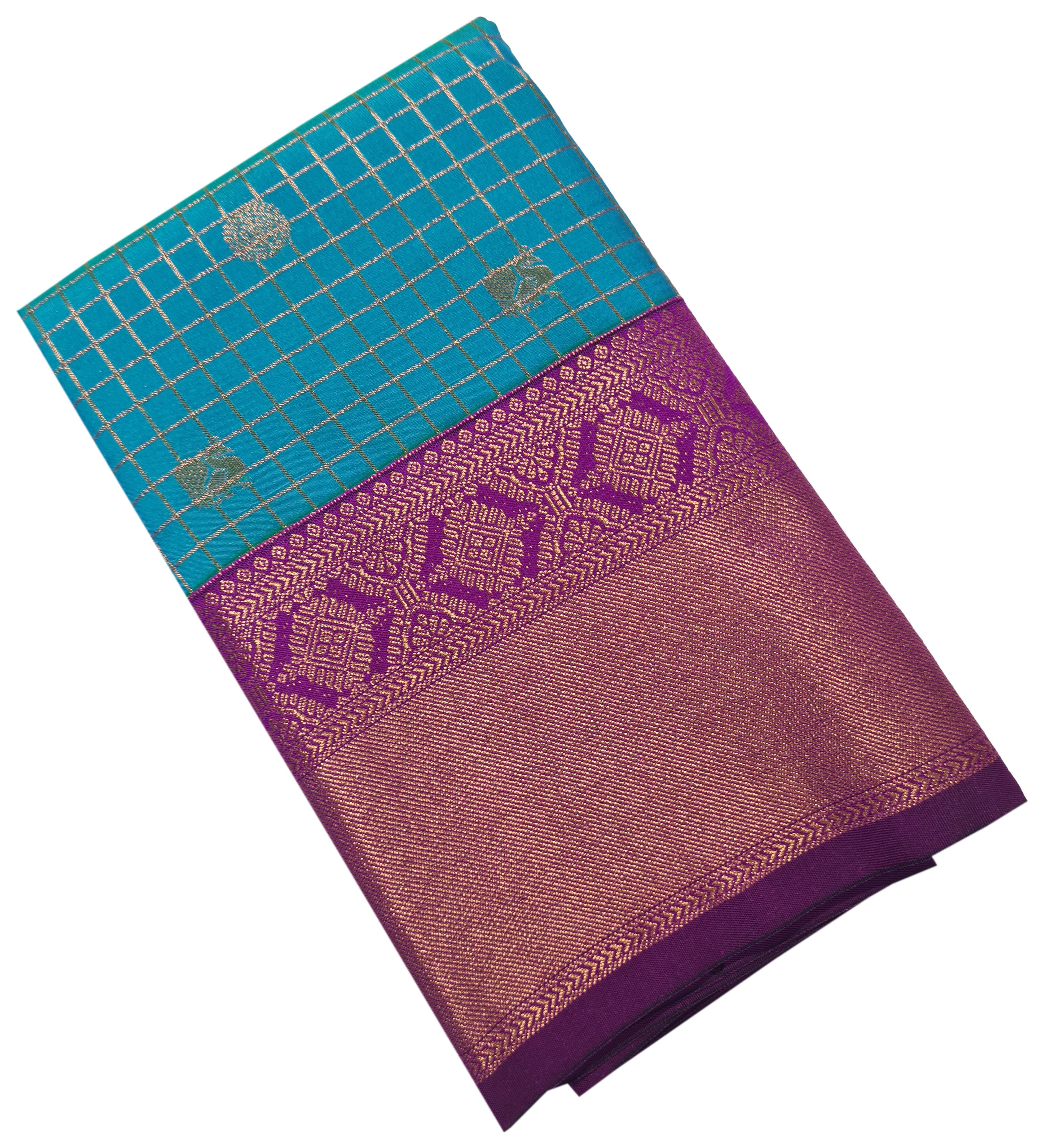 Kanchi Vegan Silk Saree With Contrast Blouse and Rich Jari Pallu