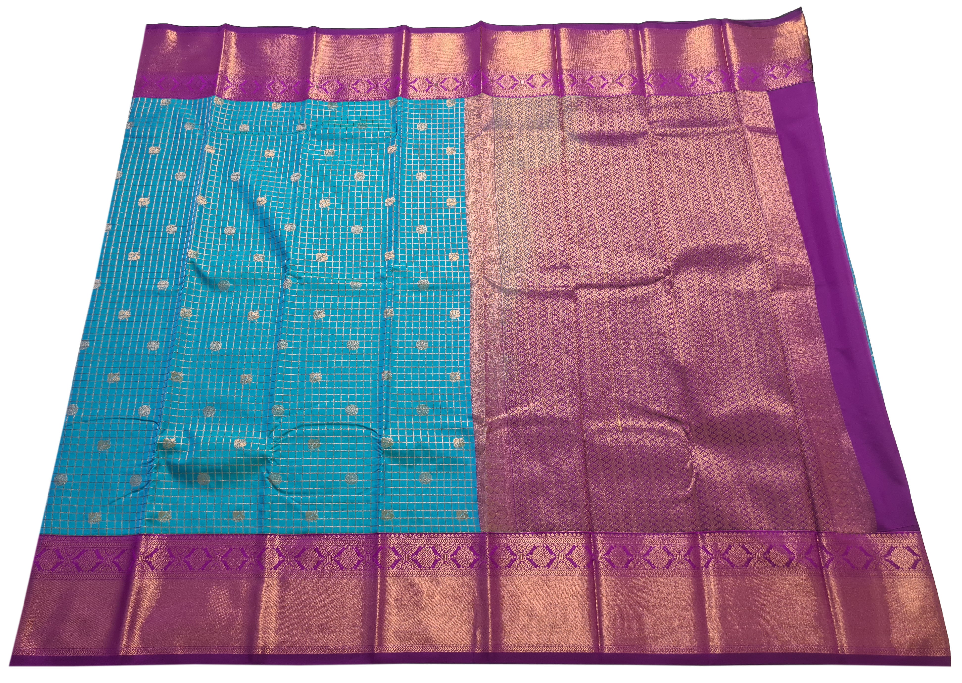 Kanchi Vegan Silk Saree With Contrast Blouse and Rich Jari Pallu