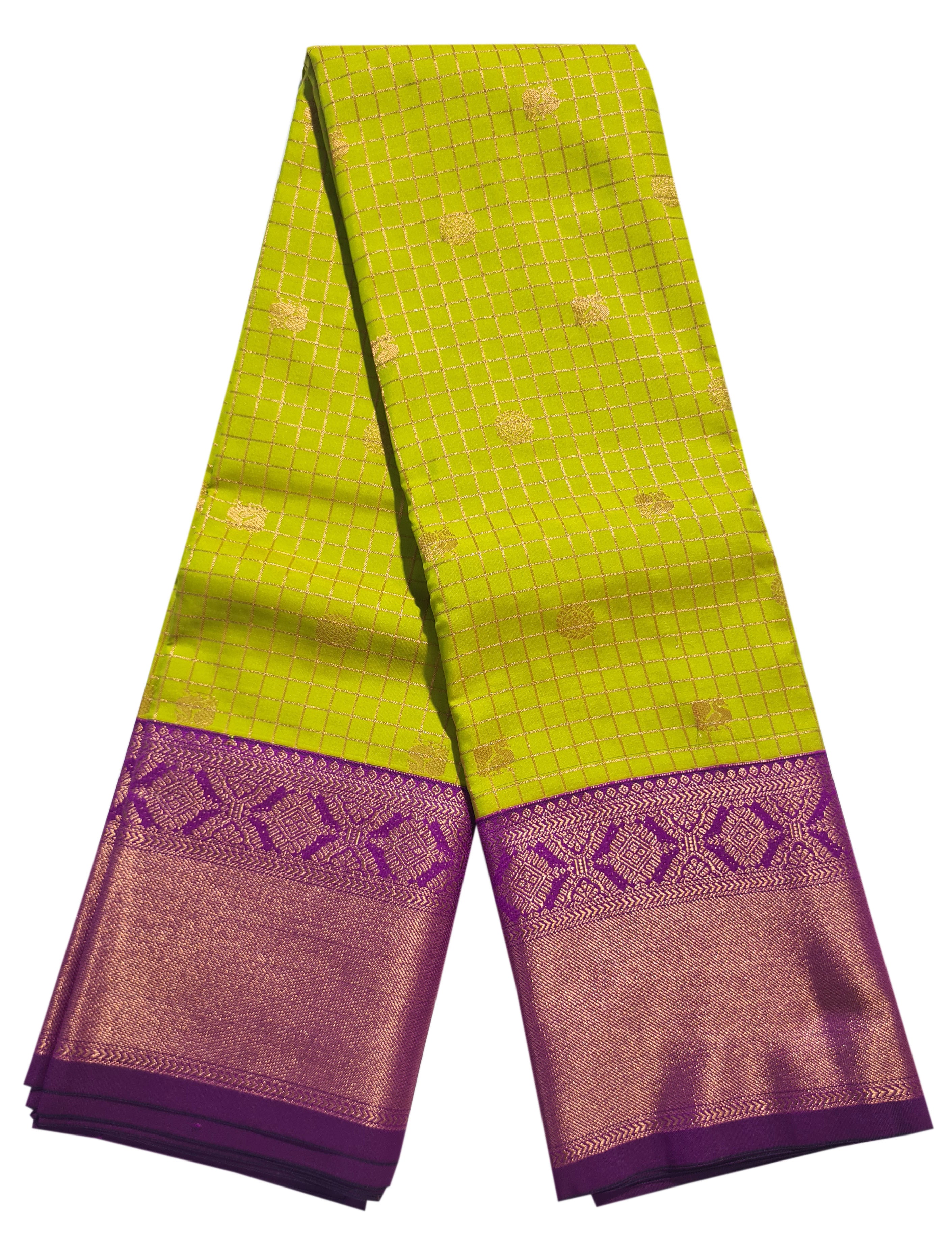 Kanchi Vegan Silk Saree With Contrast Blouse and Rich Jari Pallu