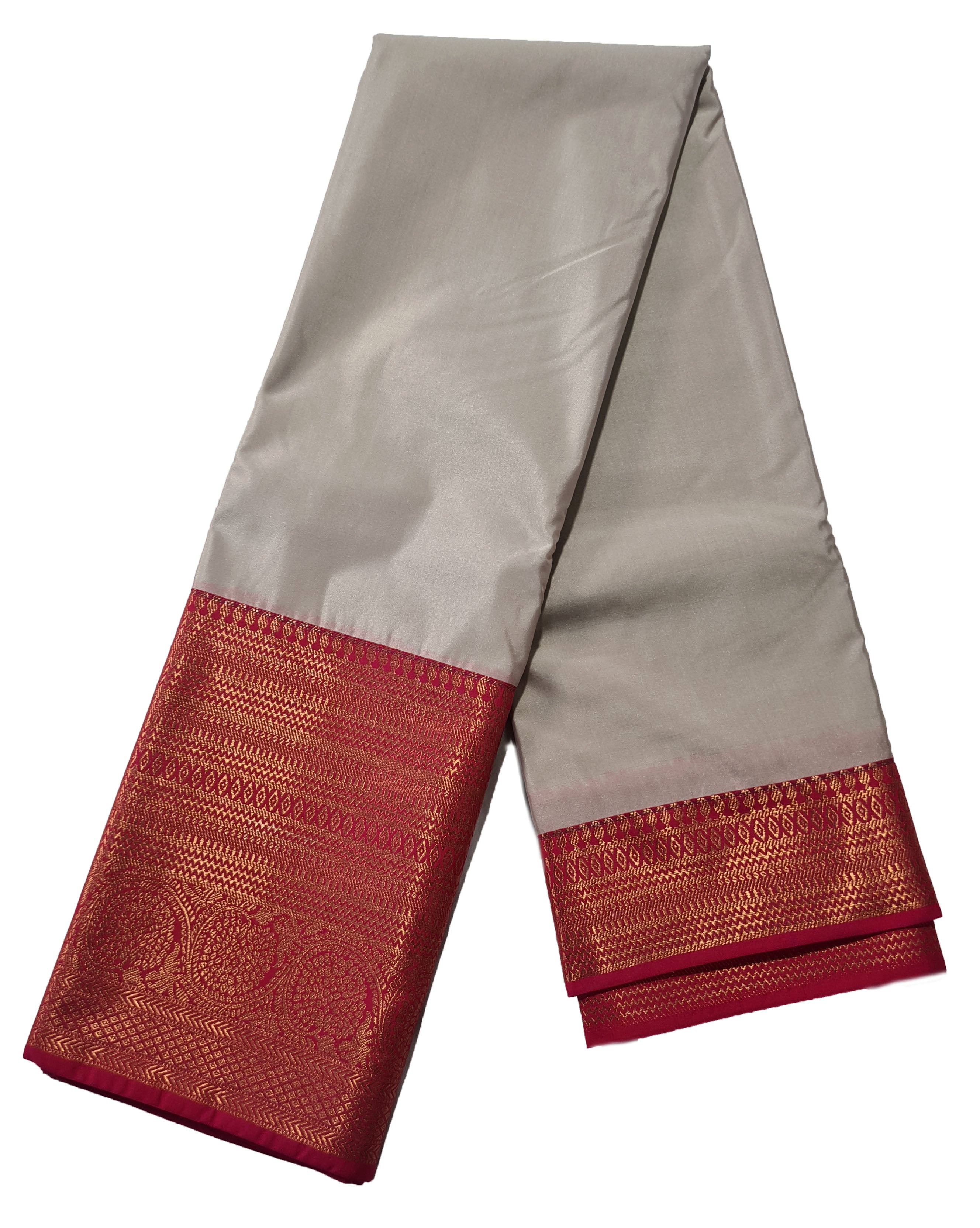 Kanchi Vegan Silk Saree With Contrast Blouse and Rich Jari Pallu