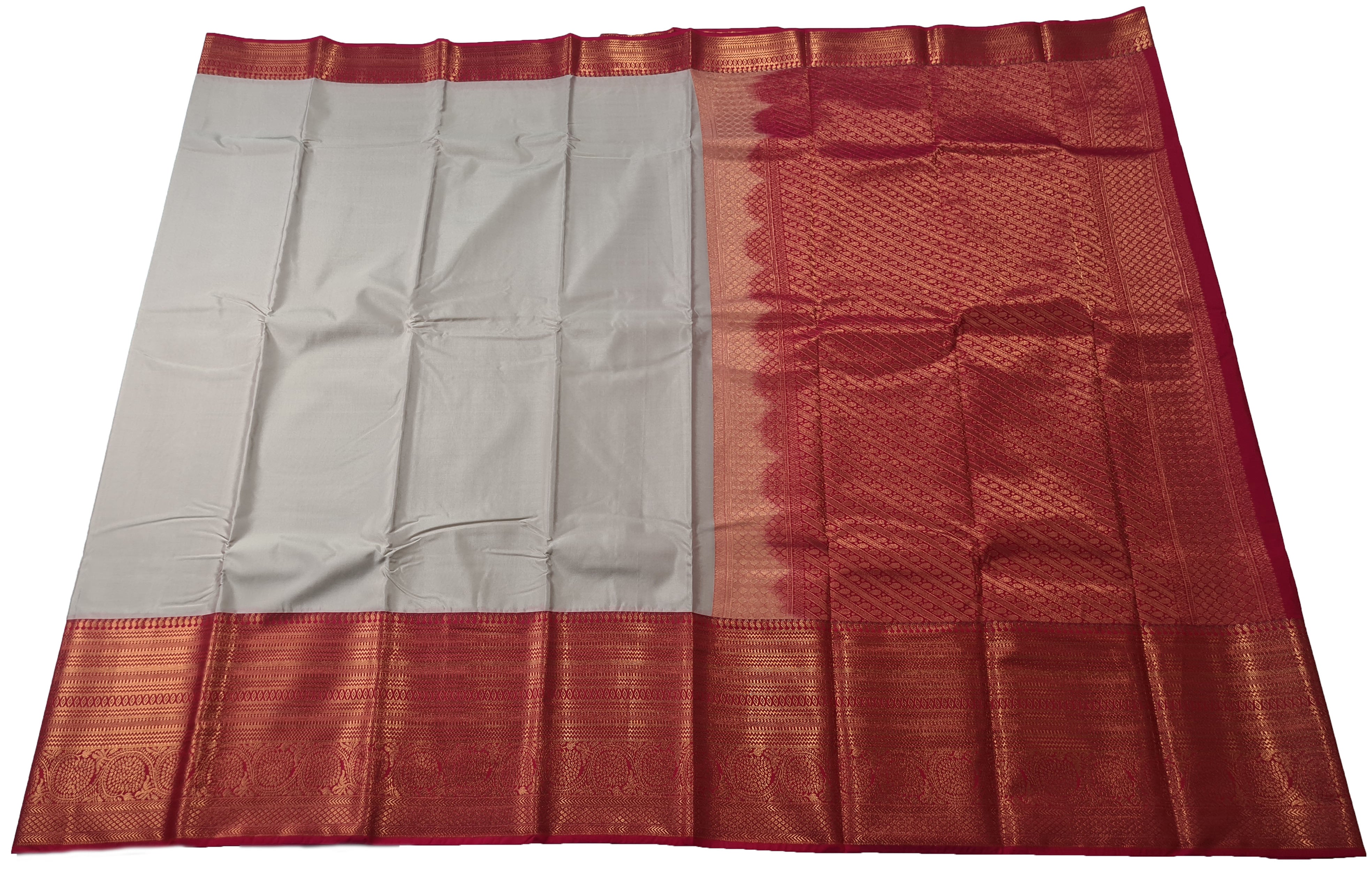 Kanchi Vegan Silk Saree With Contrast Blouse and Rich Jari Pallu