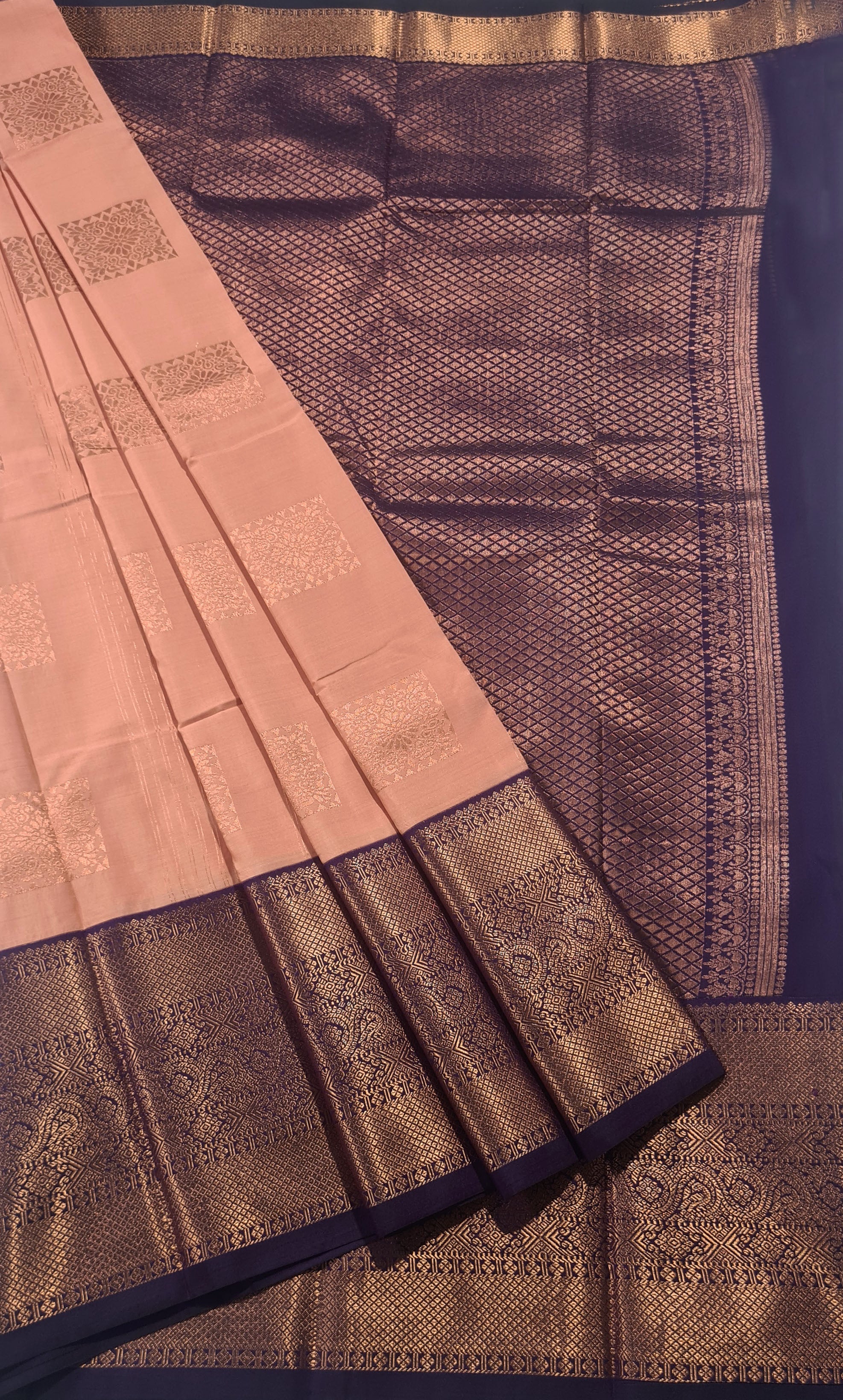 Kanchi Vegan Silk Saree With Contrast Blouse and Rich Jari Pallu