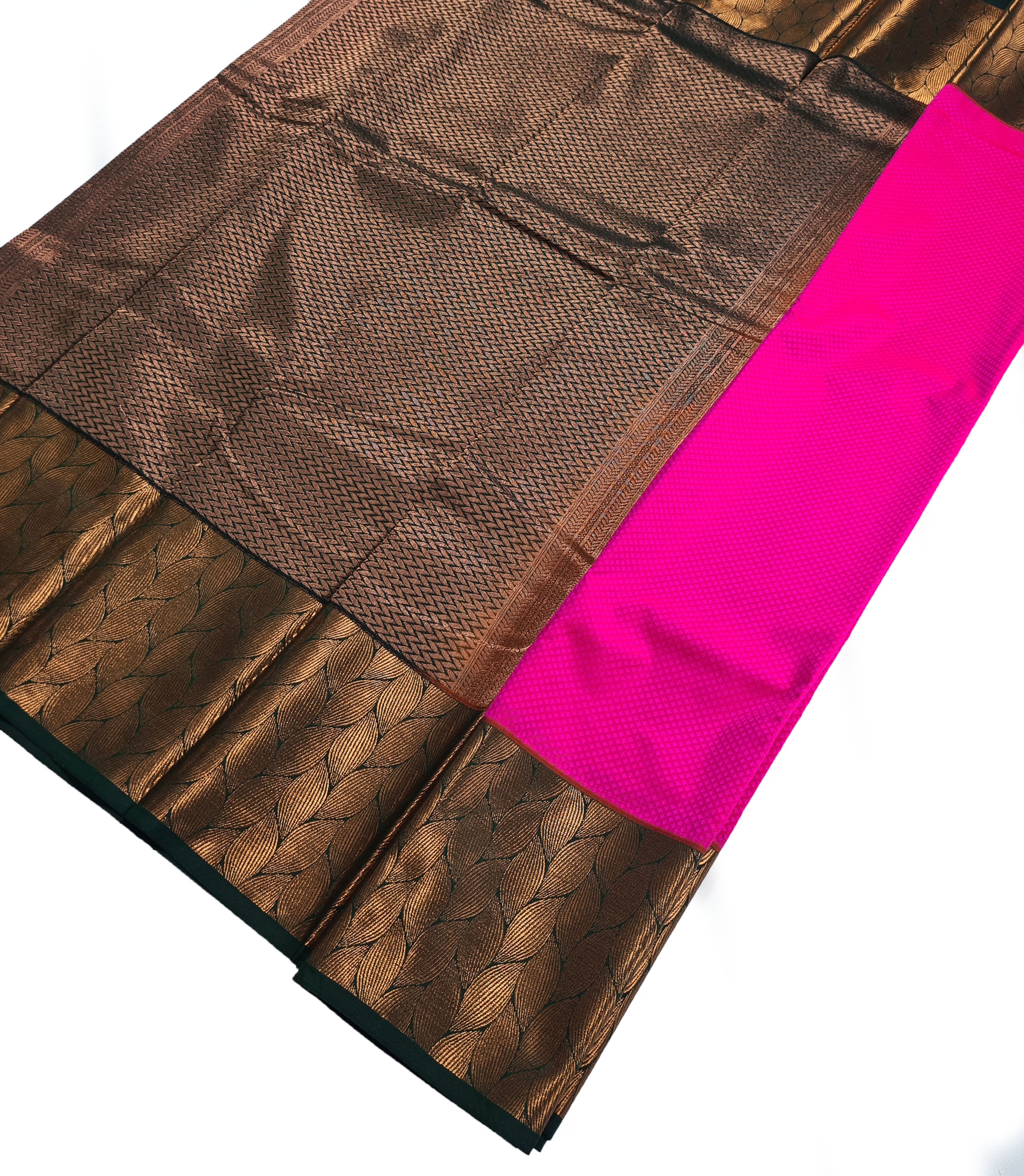 Kanchi Vegan Silk Saree With Contrast Blouse and Rich Jari Pallu