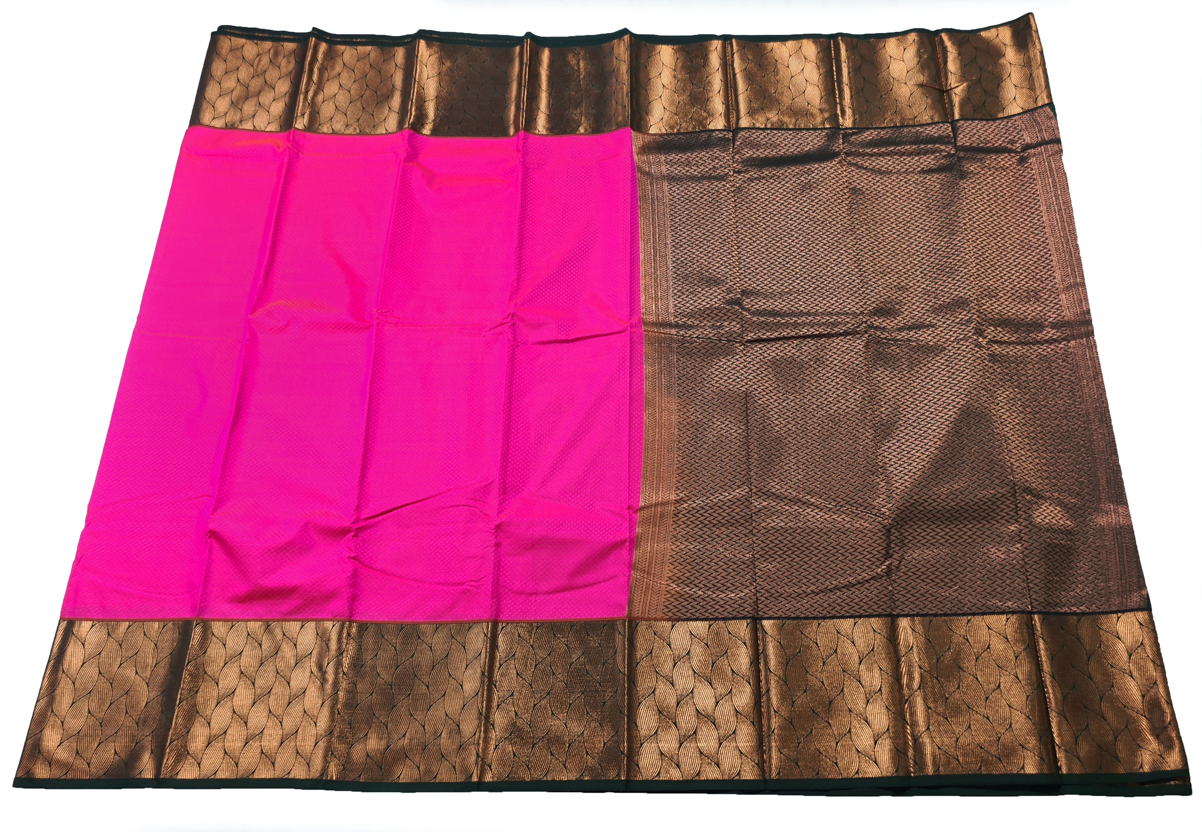 Kanchi Vegan Silk Saree With Contrast Blouse and Rich Jari Pallu