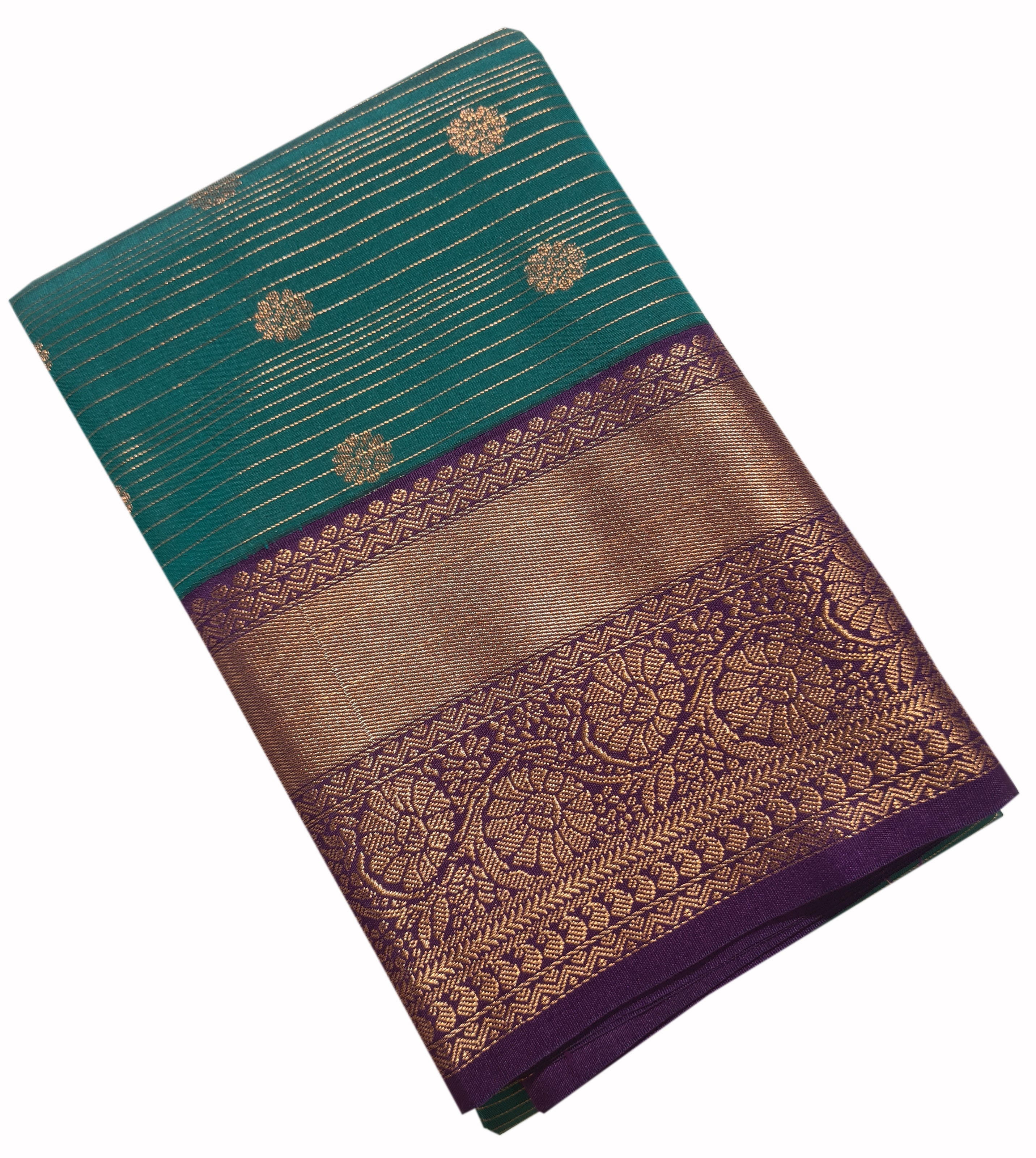 Kanchi Vegan Silk Saree With Contrast Blouse and Rich Jari Pallu