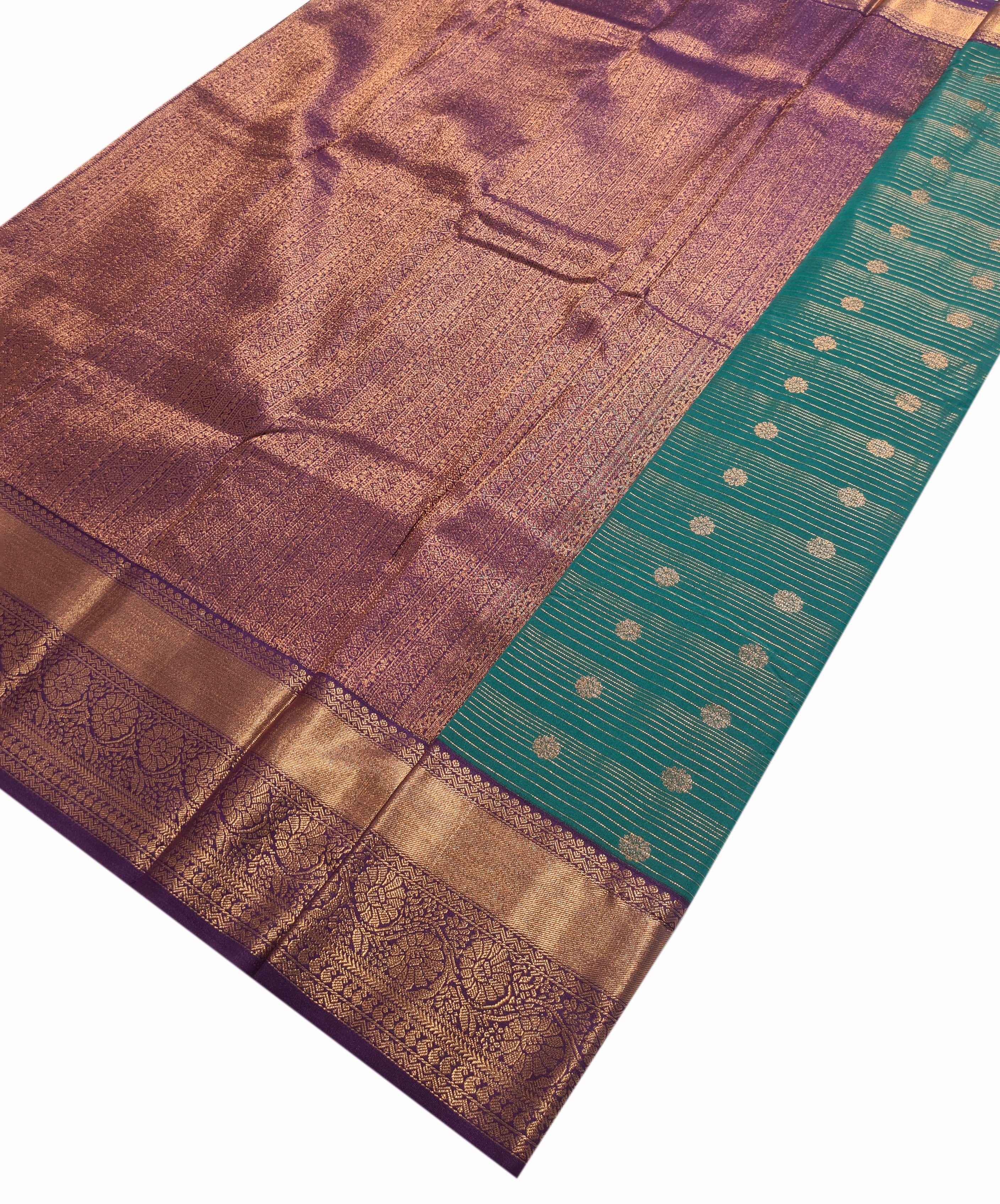 Kanchi Vegan Silk Saree With Contrast Blouse and Rich Jari Pallu