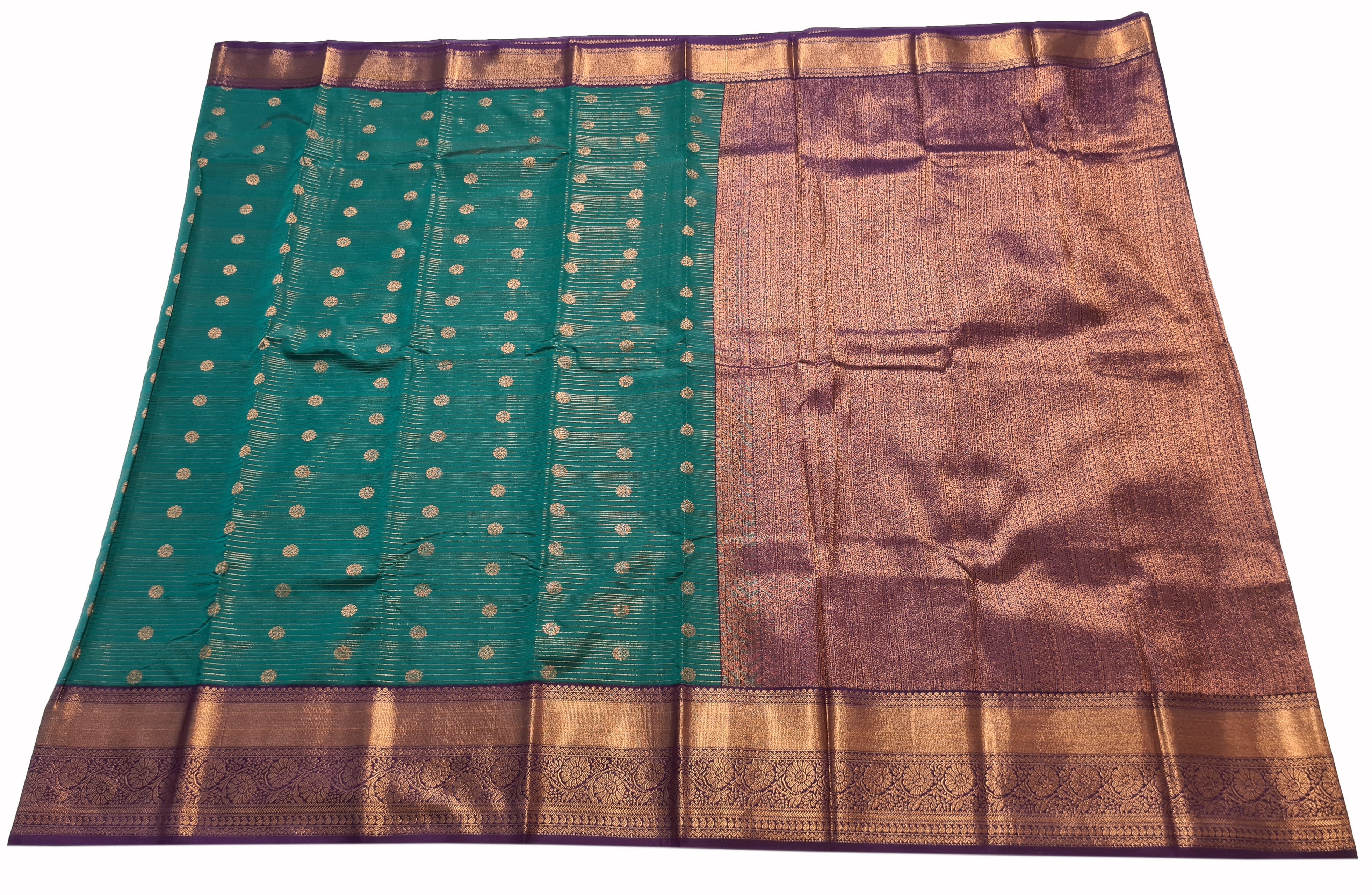 Kanchi Vegan Silk Saree With Contrast Blouse and Rich Jari Pallu