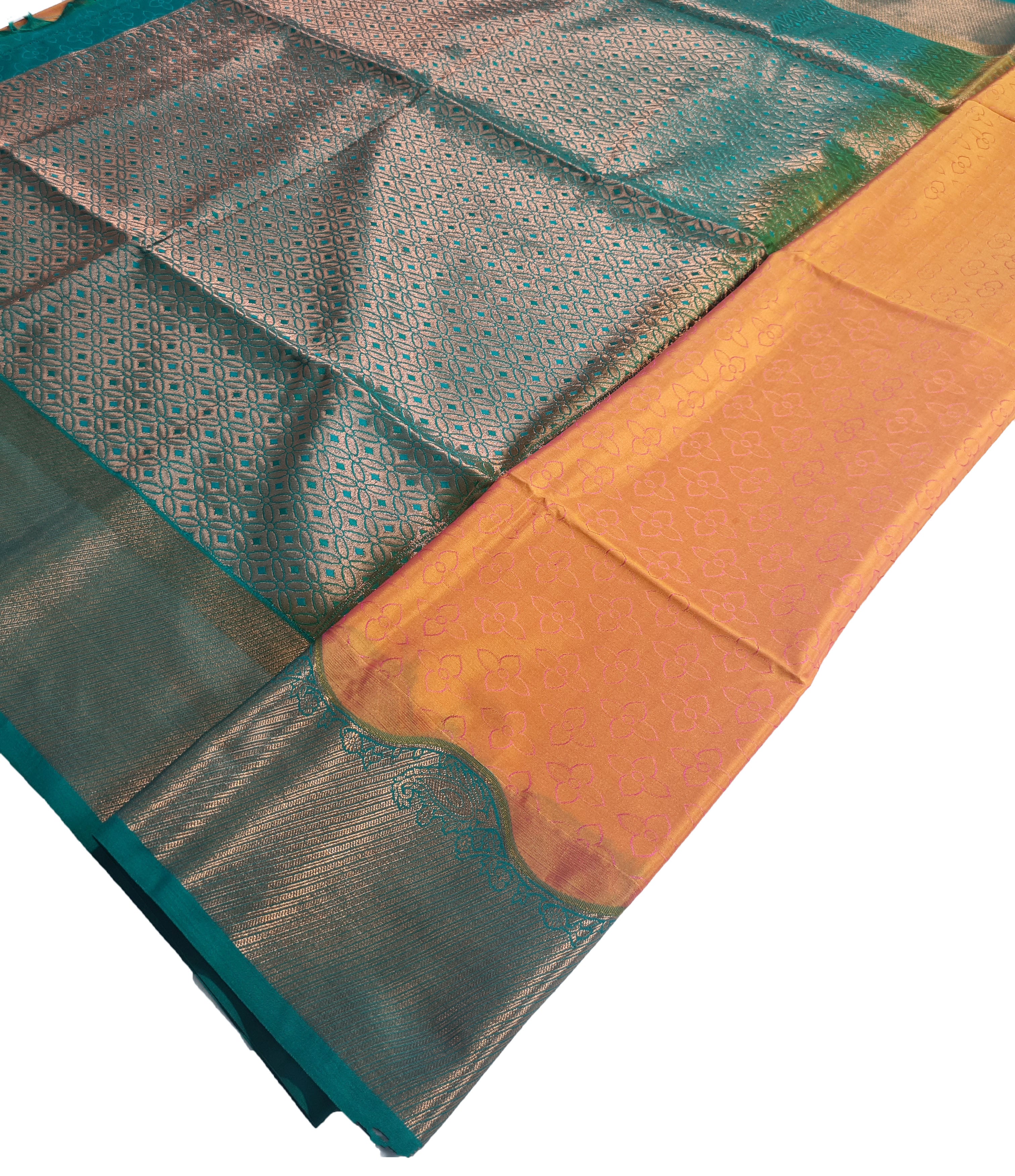 Kanchi Vegan Silk Saree With Contrast Blouse and Rich Jari Pallu