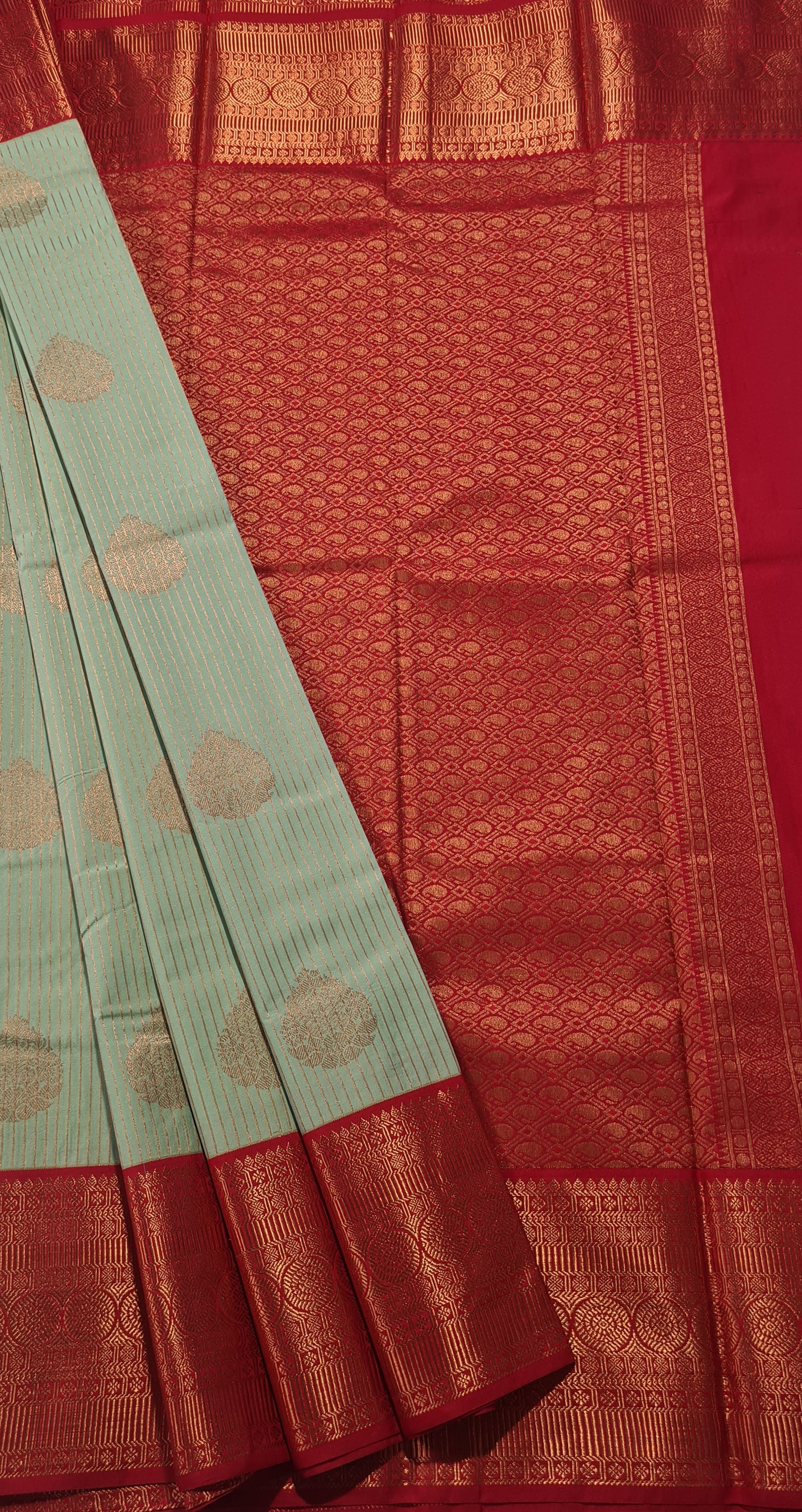 Kanchi Vegan Silk Saree With Contrast Blouse and Rich Jari Pallu