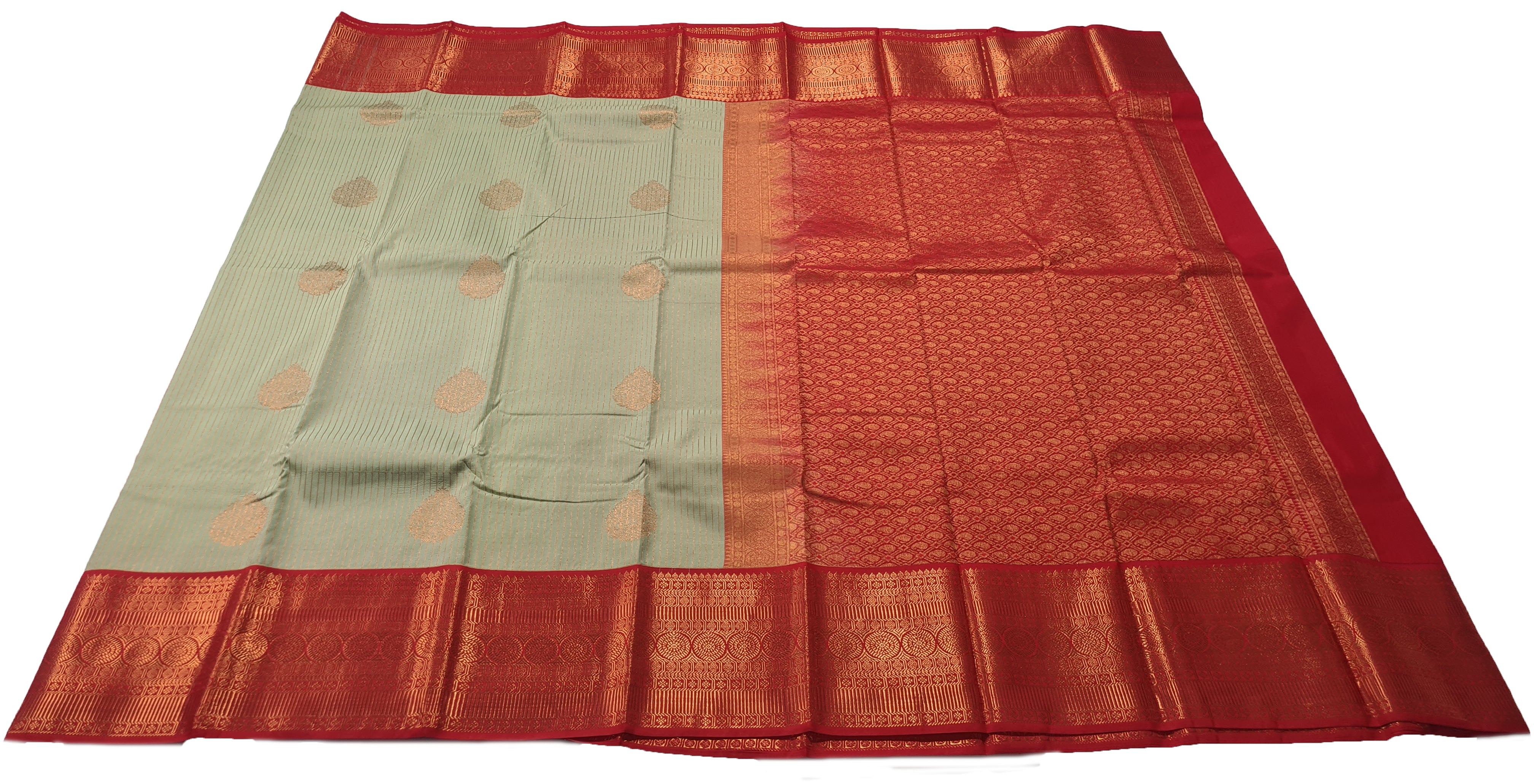 Kanchi Vegan Silk Saree With Contrast Blouse and Rich Jari Pallu