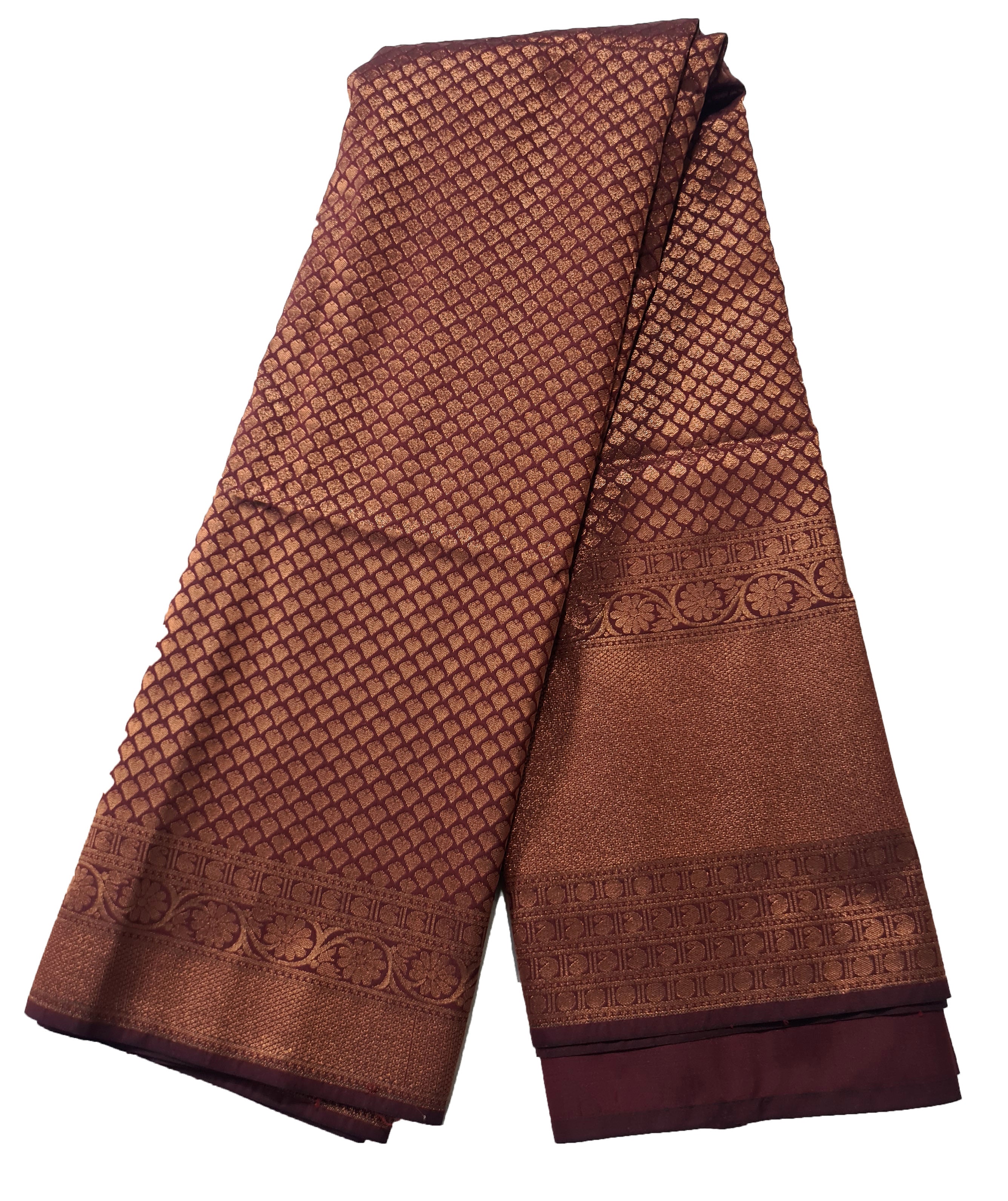 Kanchi Vegan Silk Saree With Contrast Blouse and Rich Jari Pallu