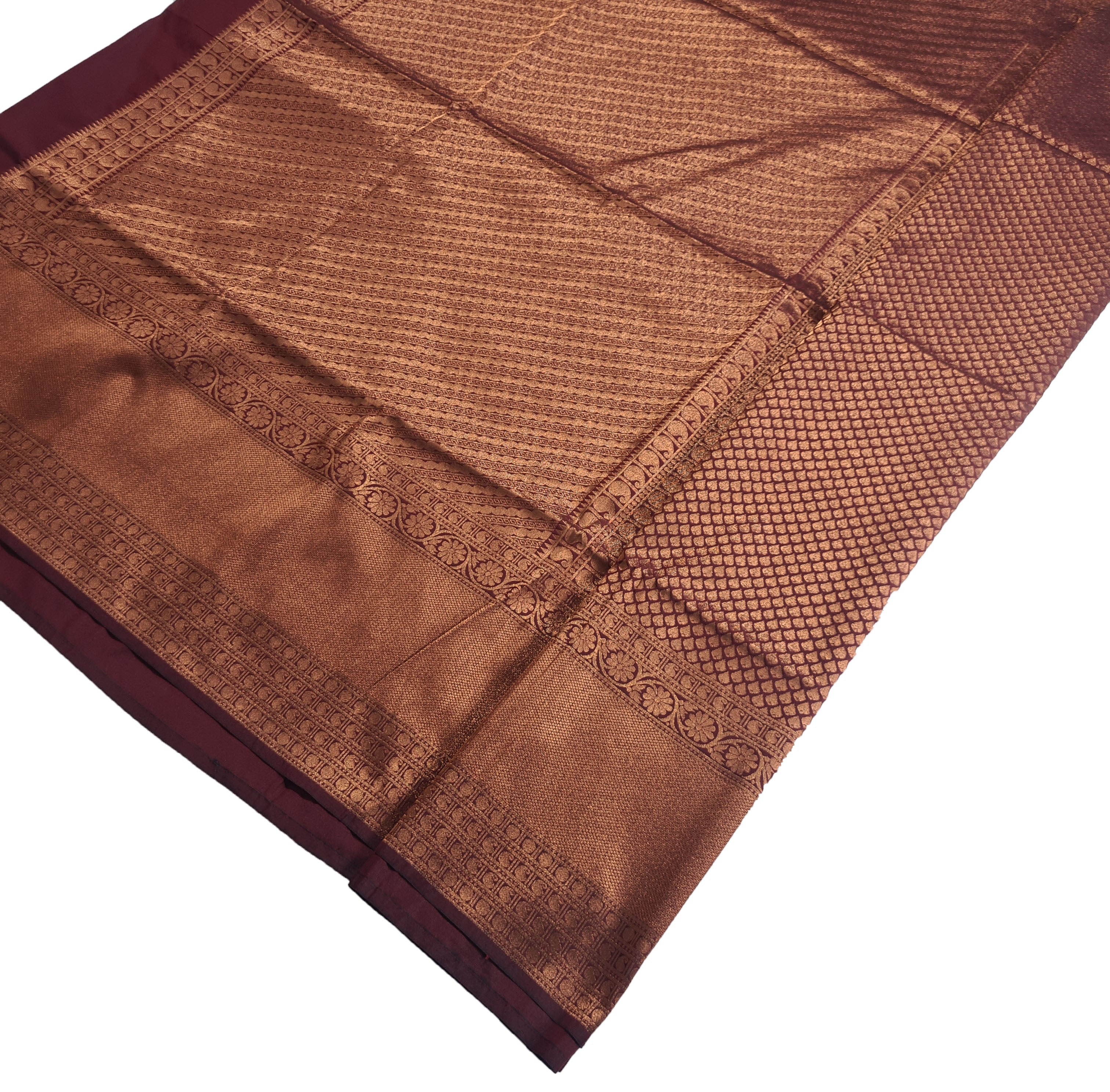 Kanchi Vegan Silk Saree With Contrast Blouse and Rich Jari Pallu