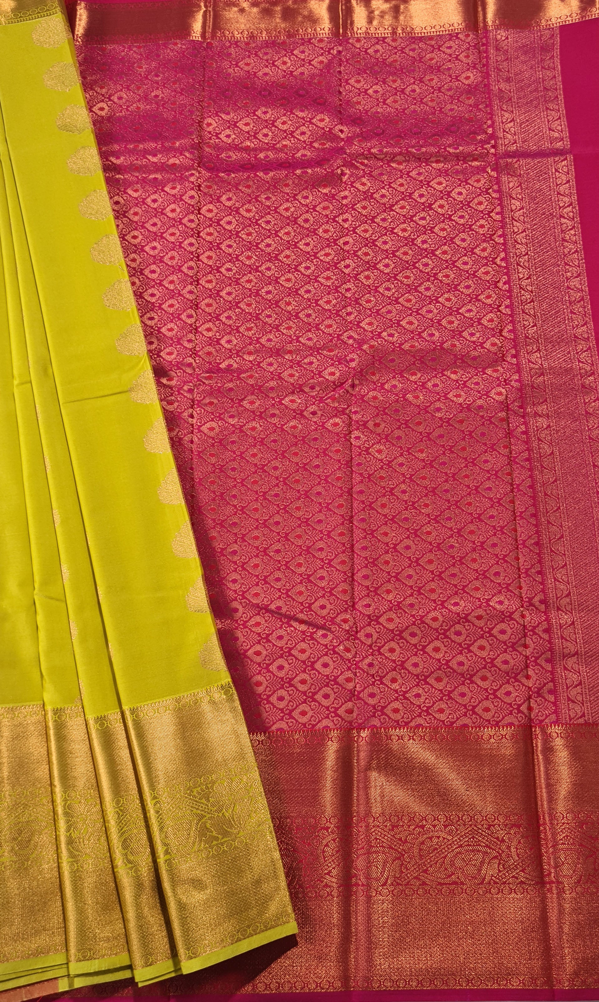 Kanchi Vegan Silk Saree With Contrast Blouse and Rich Jari Pallu