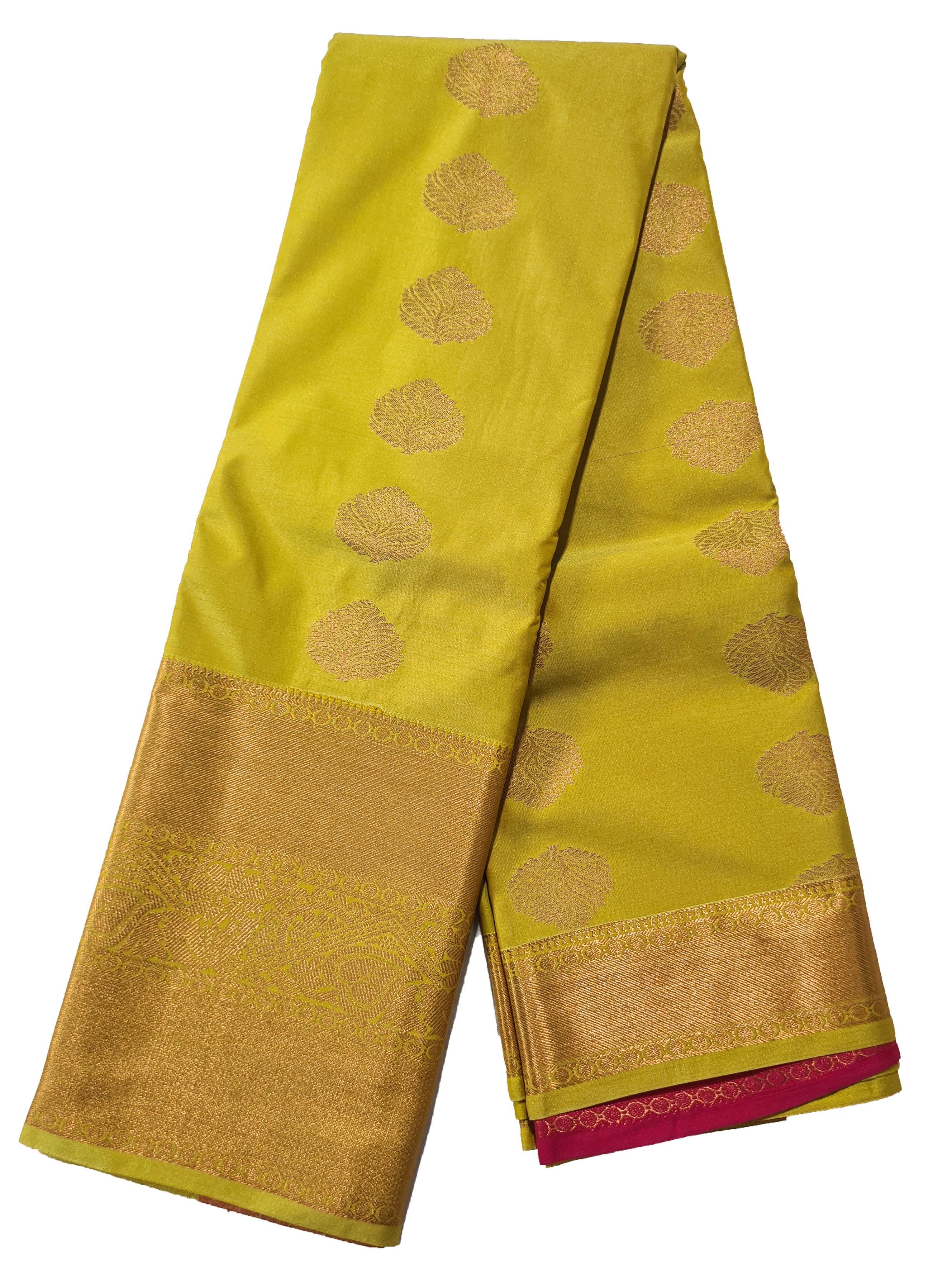 Kanchi Vegan Silk Saree With Contrast Blouse and Rich Jari Pallu