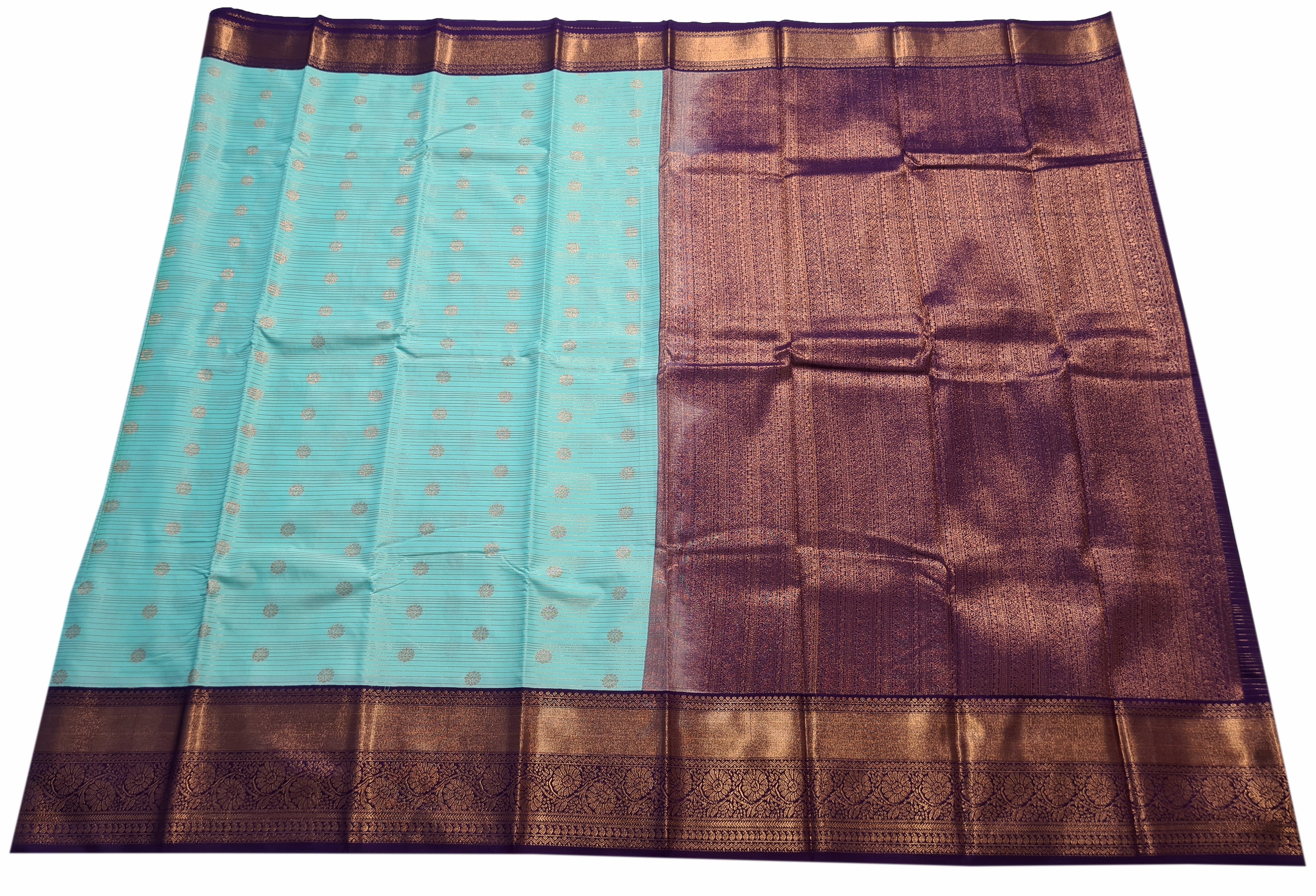 Kanchi Vegan Silk Saree With Contrast Blouse and Rich Jari Pallu